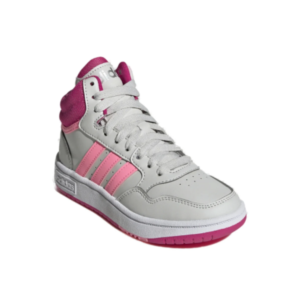 Dívčí rekreační obuv ADIDAS Hoops 3.0 Mid K grey one beam pink team real magenta · záber 1
