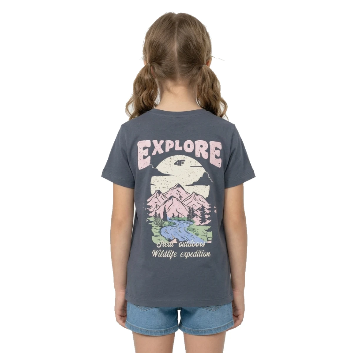 Dívčí tričko s krátkým rukávem 4F JUNIOR TSHIRT F2886-22S-ANTHRACITE · záber 2
