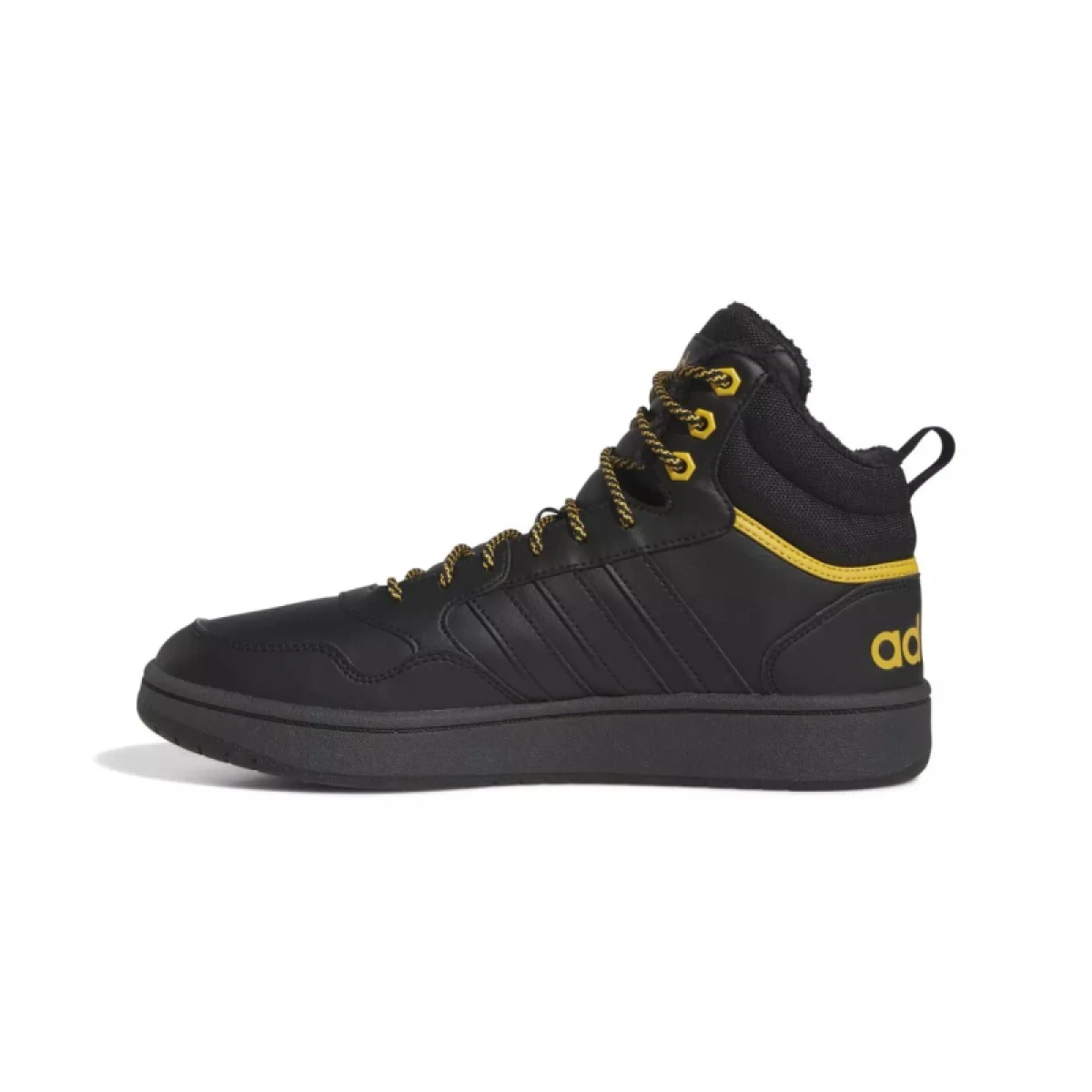 Pánské kotníkové zimní boty ADIDAS Hoops 3.0 Mid WTR core black core black preloved yellow · záber 2