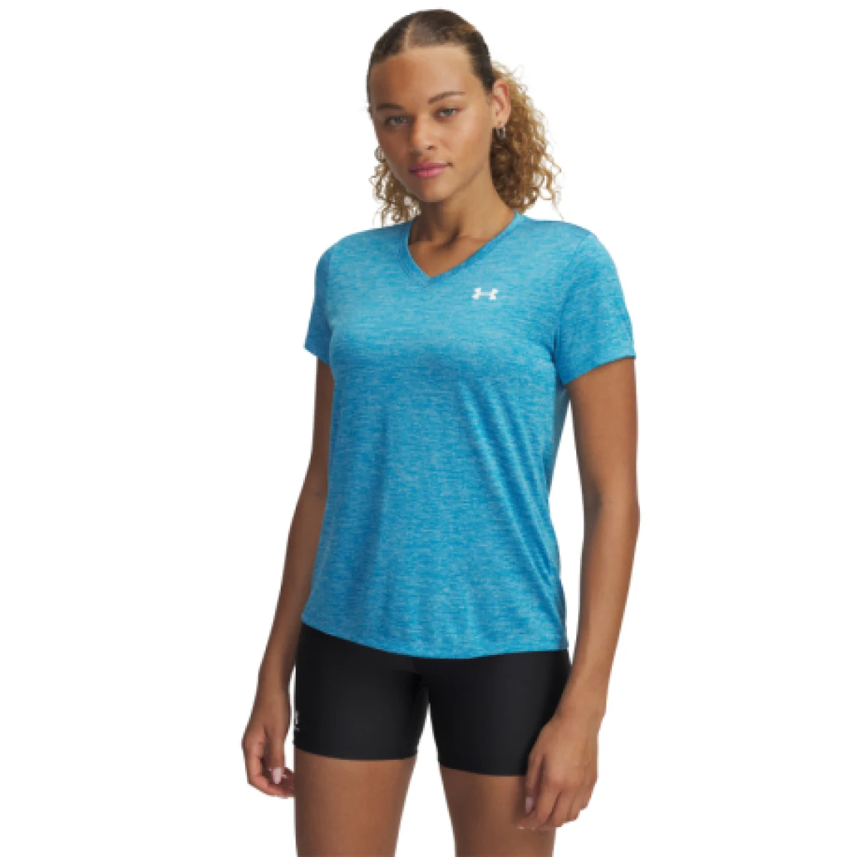 Dámské tréninkové tričko s krátkým rukávem UNDER ARMOUR Tech SSV- Twist-BLU · záber 1