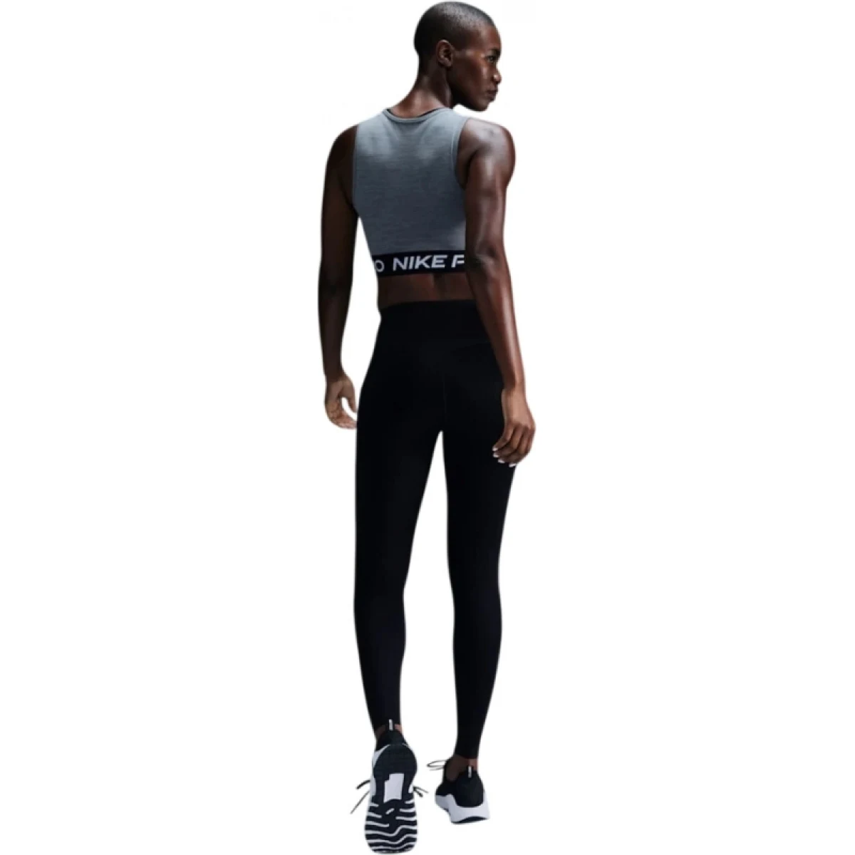 Dámske tréningové tričko bez rukávov NIKE PRO DF CROP TANK SMOKE GREY HTR WHITE · záber 5