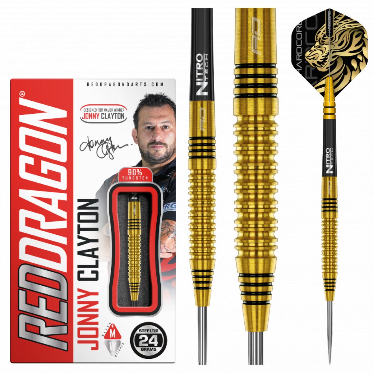 Dart szett Red Dragon steel Jonny Clayton Gold, 24g, 90% · záber 1