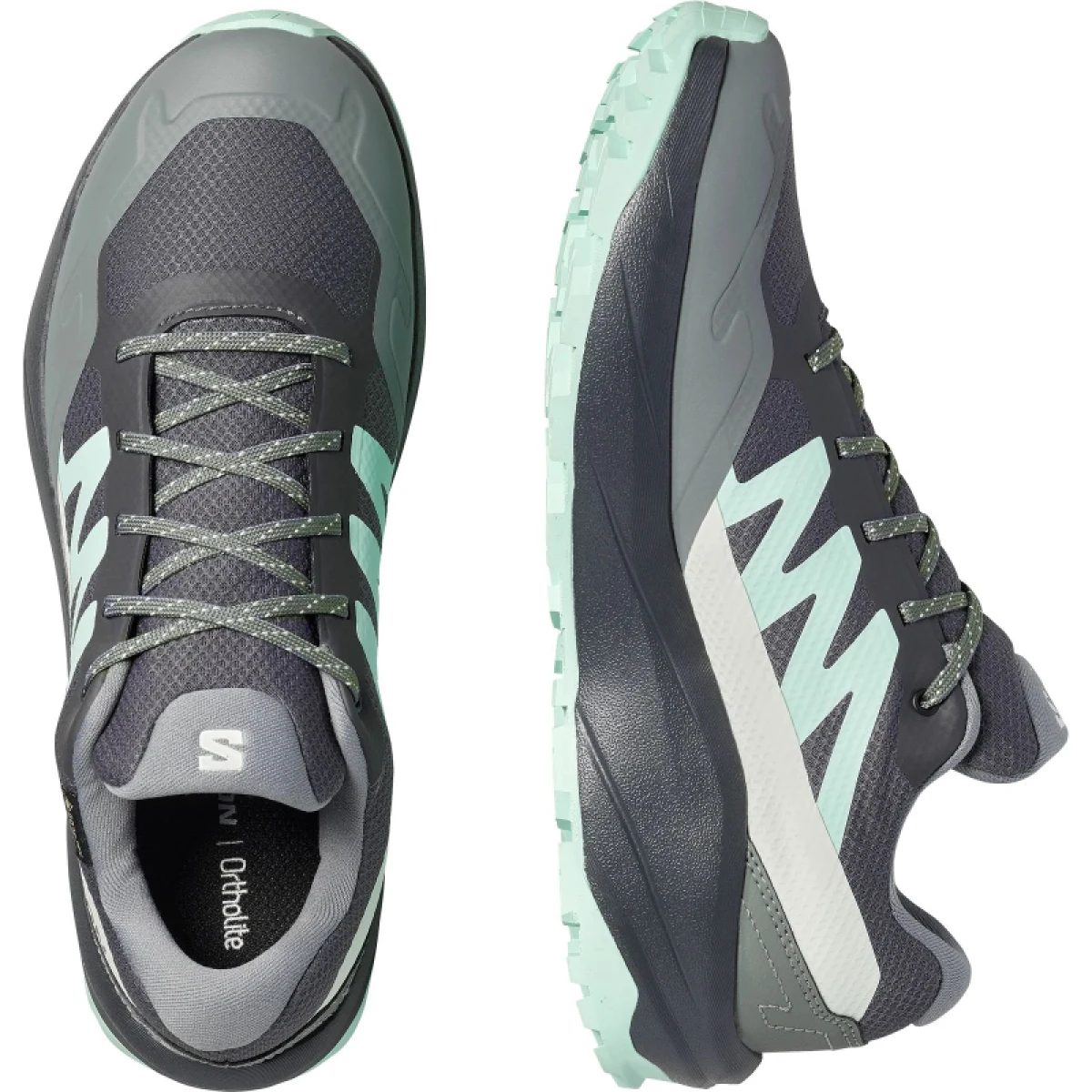 Dámska nízka turistická obuv SALOMON Outscape GTX W asphalt clearly aqua lichen · záber 4