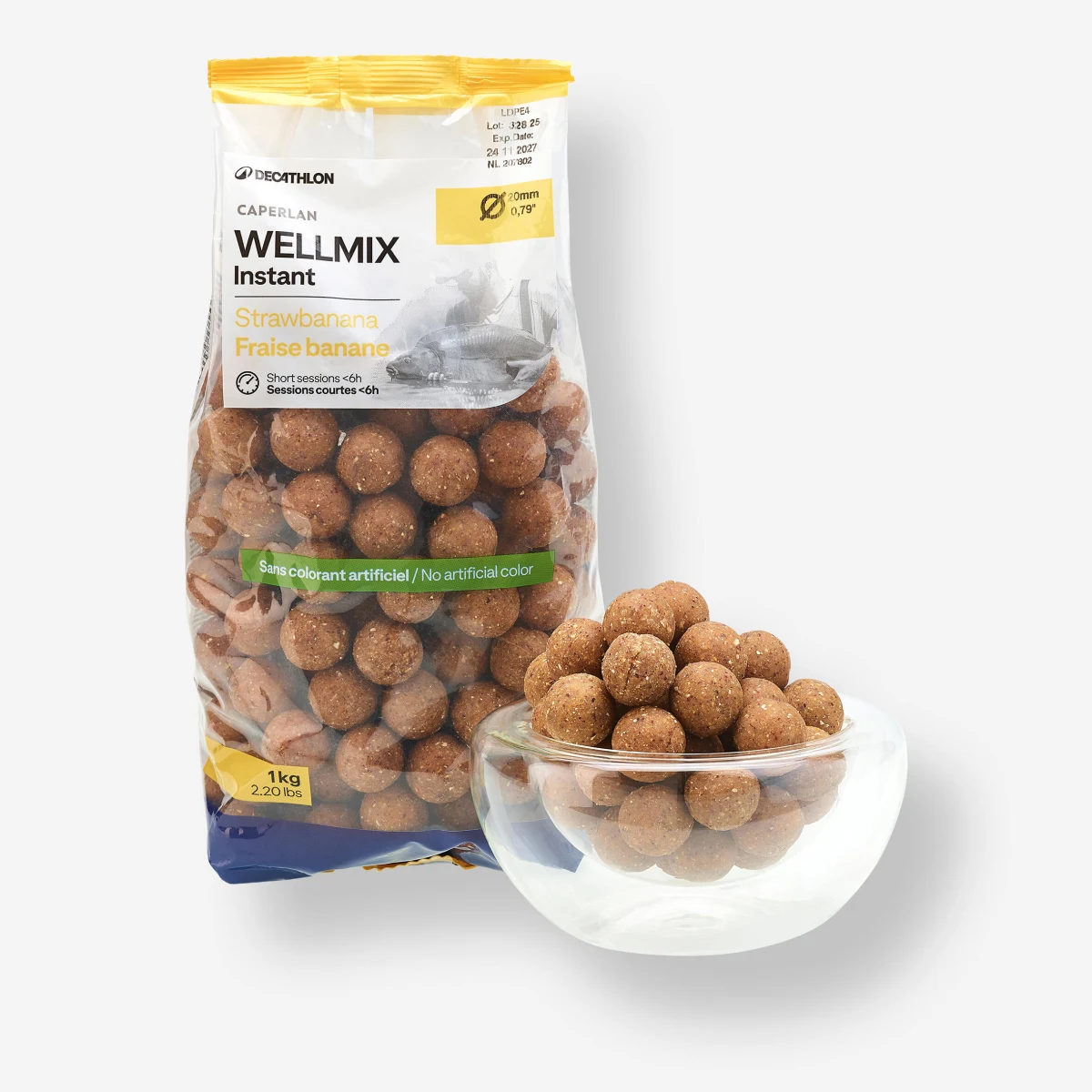 CAPERLAN Boilies na lov kapra Wellmix Instant 20 mm/1 kg Strawbanana bez · záber 1