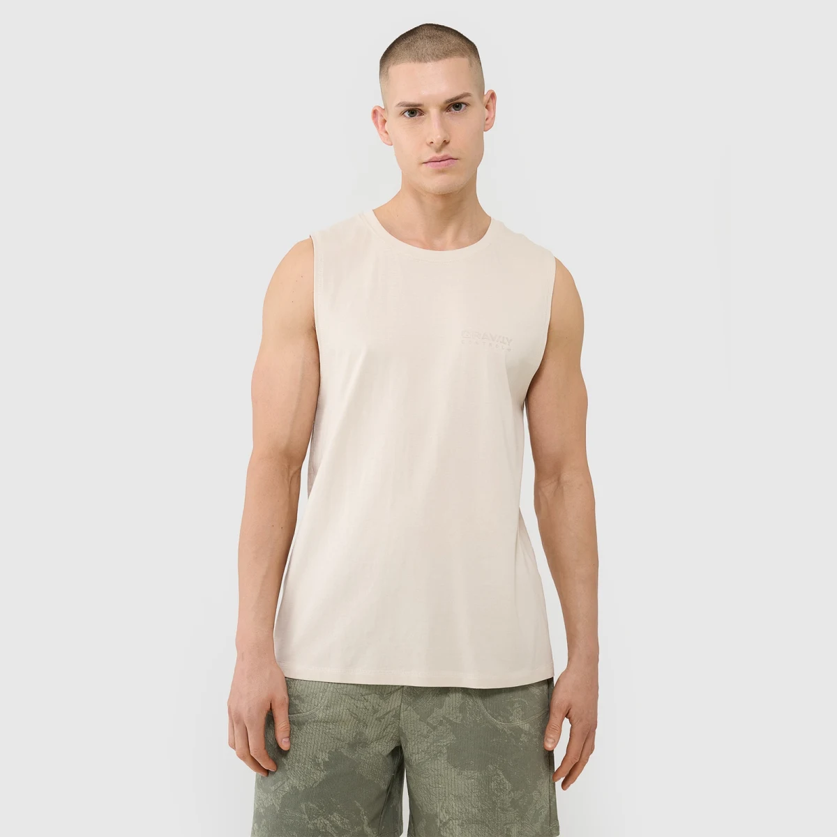 Pánský oversize tank top - béžový · záber 1