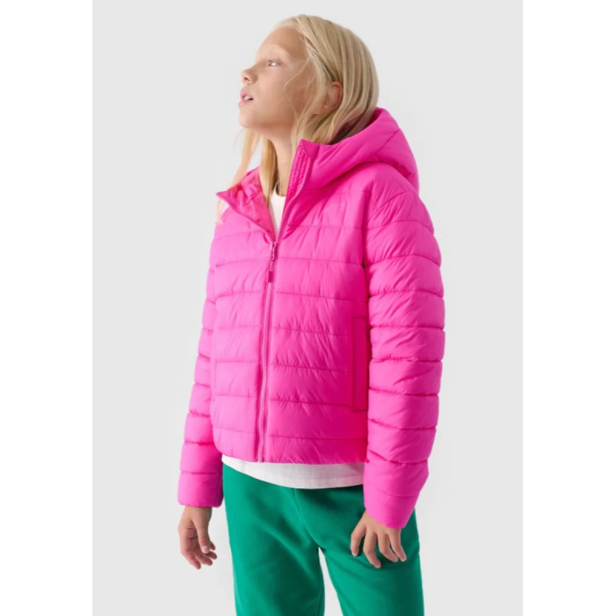 Dívčí bunda 4F JUNIOR DOWN JACKET-JWAW24TDJAF449-55S-HOT PINK · záber 3