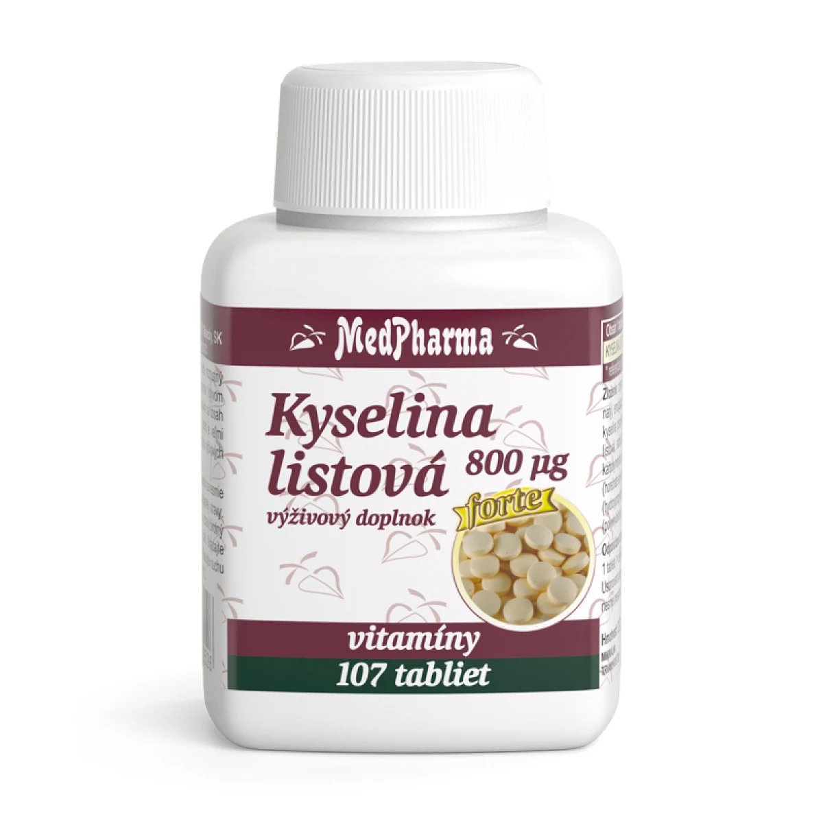 MEDPHARMA Kyselina listová 800 µg forte 107 tabliet · záber 2