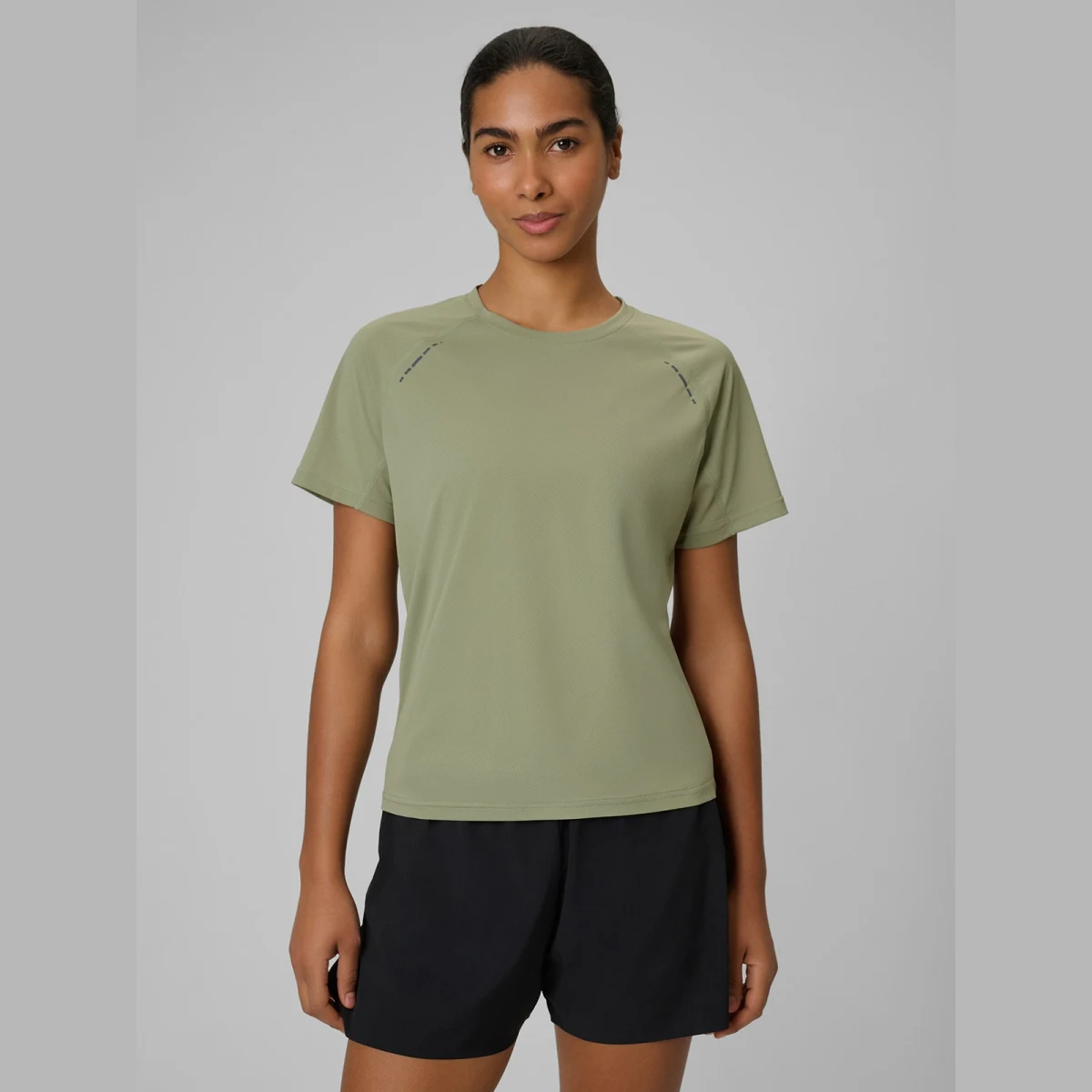 Dámské rychleschnoucí běžecké tričko - khaki · záber 1