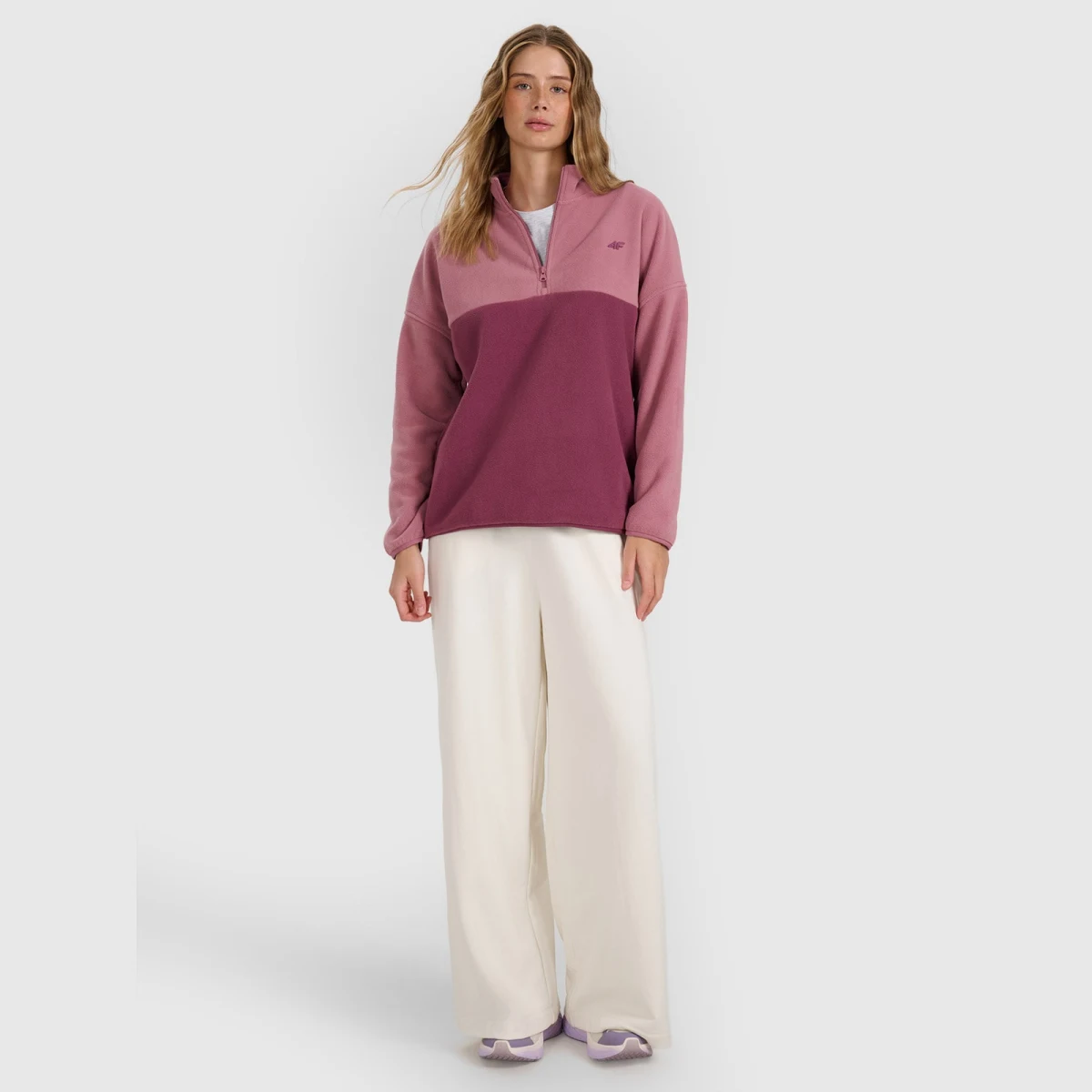 Dámský regular fleece se stojáčkem - růžový · záber 2