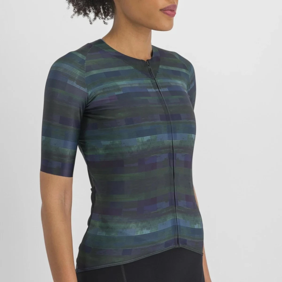 Női rövid ujjú kerékpáros mez SPORTFUL Glitch w bomber jersey, multicolor black · záber 4