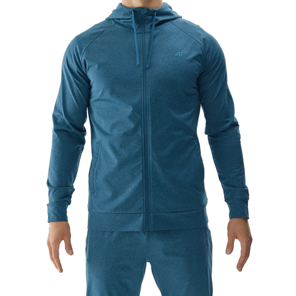 Pánská tréninková mikina se zipem 4F SWEATSHIRT FNK-WAW24TFSWM404-46M-TEAL MELANGE · záber 4