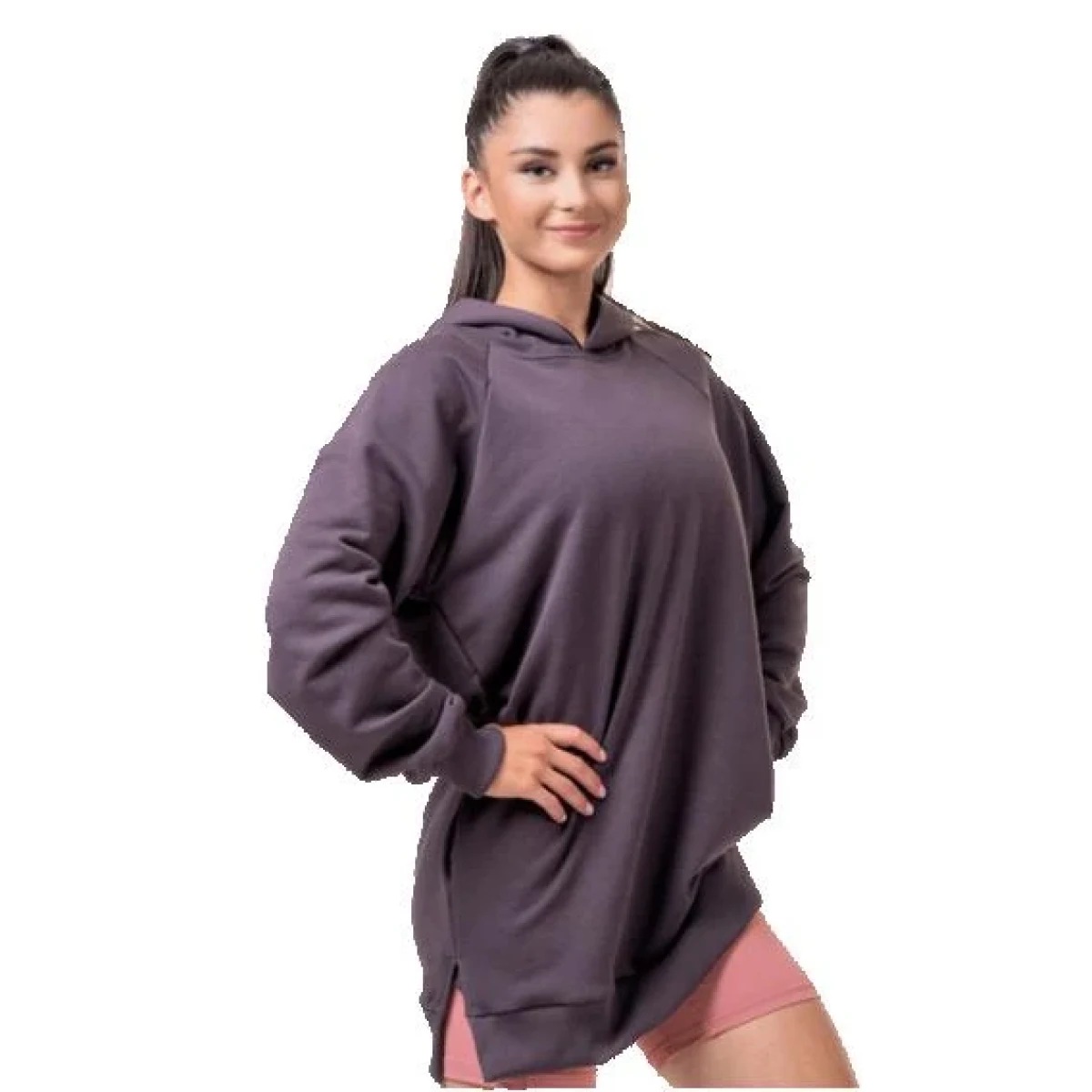 Nebbia Dlouhá everyday HERO mikina s kapucí 580 - Velikost: XS | Barva: Ružová · záber 1