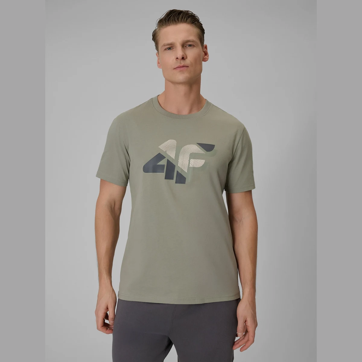 Pánské regular tričko s potiskem - khaki · záber 1