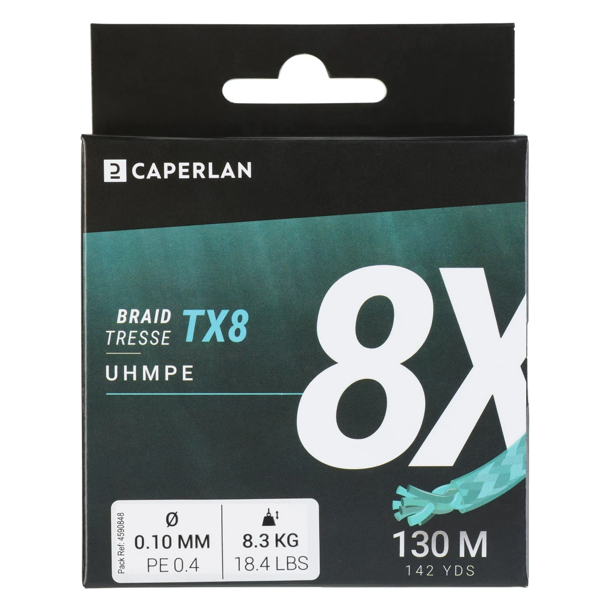 CAPERLAN Spletaná šnúra na prívlač TX8 modrá 130 m 18/100 · záber 2