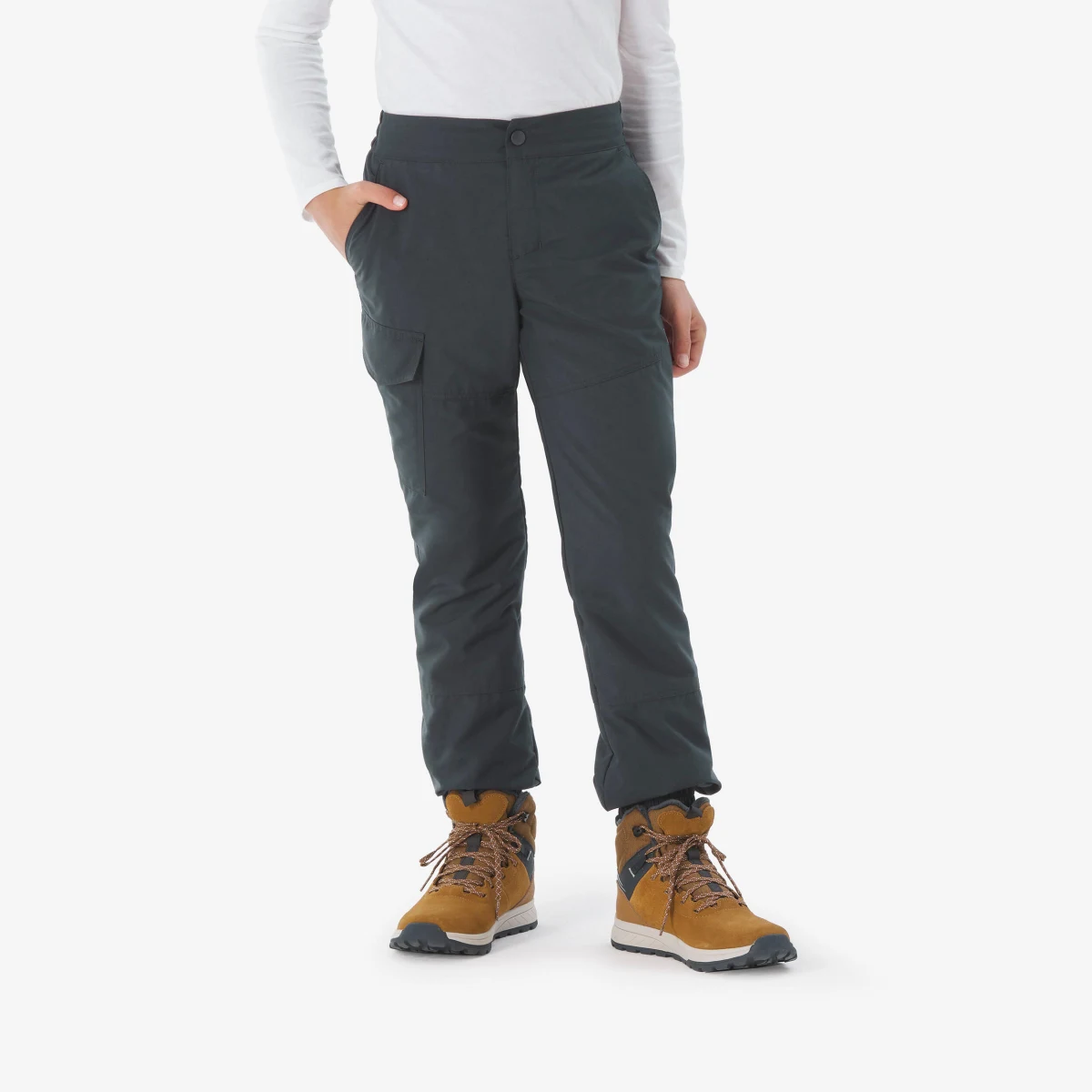 QUECHUA Detské zimné turistické nohavice NH100 7-15 r. sivé 7-8 r (123-130 cm) · záber 1