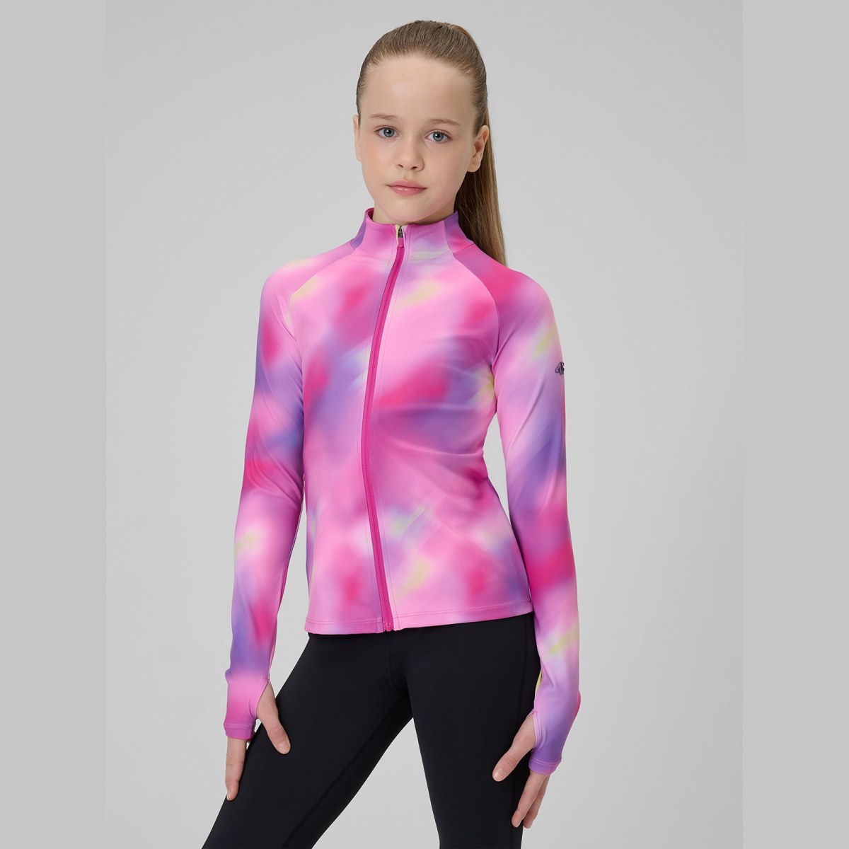 Športová SLIM mikina bez kapucne dievčenská - multicolor · záber 1