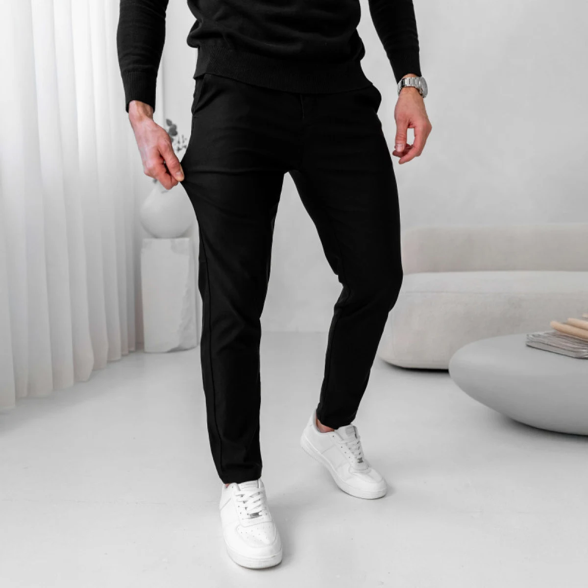 Strečové nohavice Iron Aesthetics Classy, čierne · záber 1