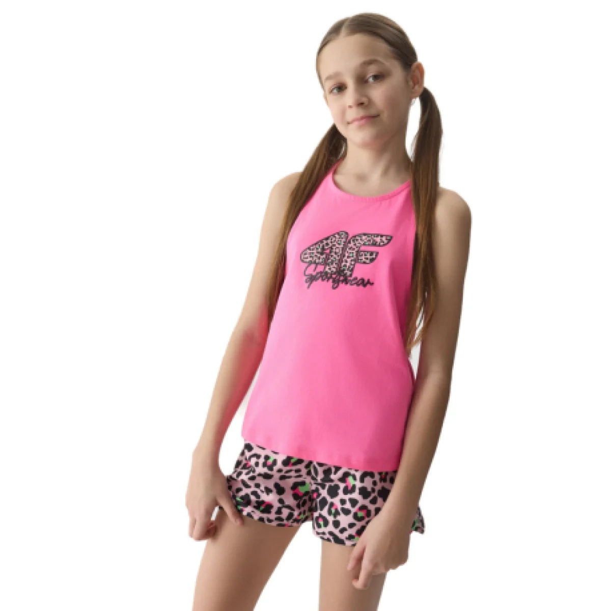 Dívčí tílko 4F JUNIOR TSHIRT-4FJWSS24TTSHF1141-54N-PINK NEON · záber 1