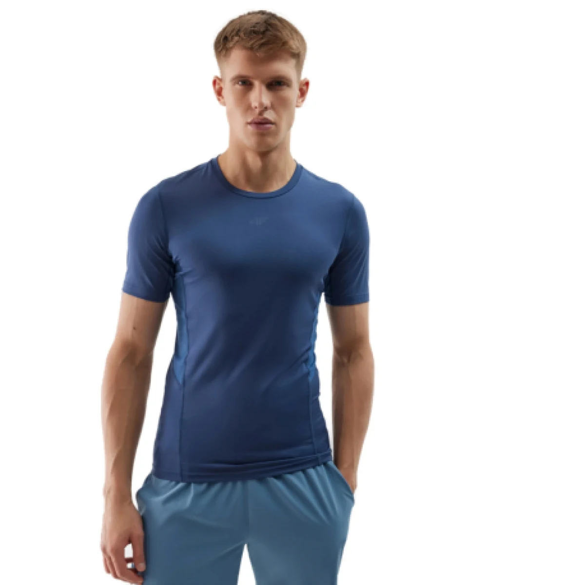 Pánské tréninkové tričko s krátkým rukávem 4F TSHIRT FNK-WSS24TFTSM600-32S-DENIM · záber 1