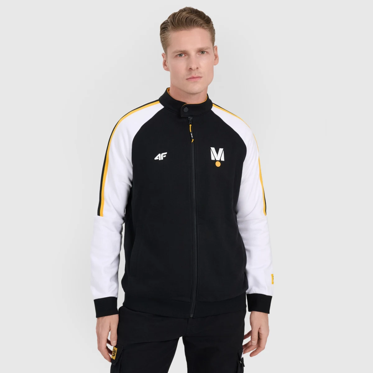 Unisex tepláková mikina na zip bez kapuce 4F x Drift Masters - černá · záber 1