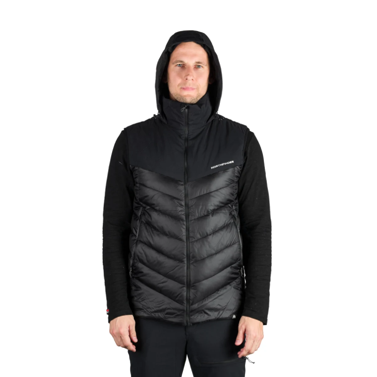 Pánska turistická vesta s kapucňou NORTHFINDER JEDRICK-270blackblack · záber 3