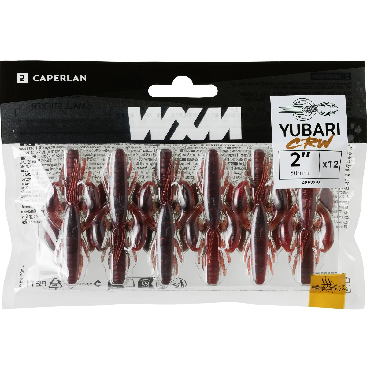 CAPERLAN Mäkká umelá nástraha ráčik s atraktantom Yubari CRW 2" 5 cm Black Red Craw bez · záber 2