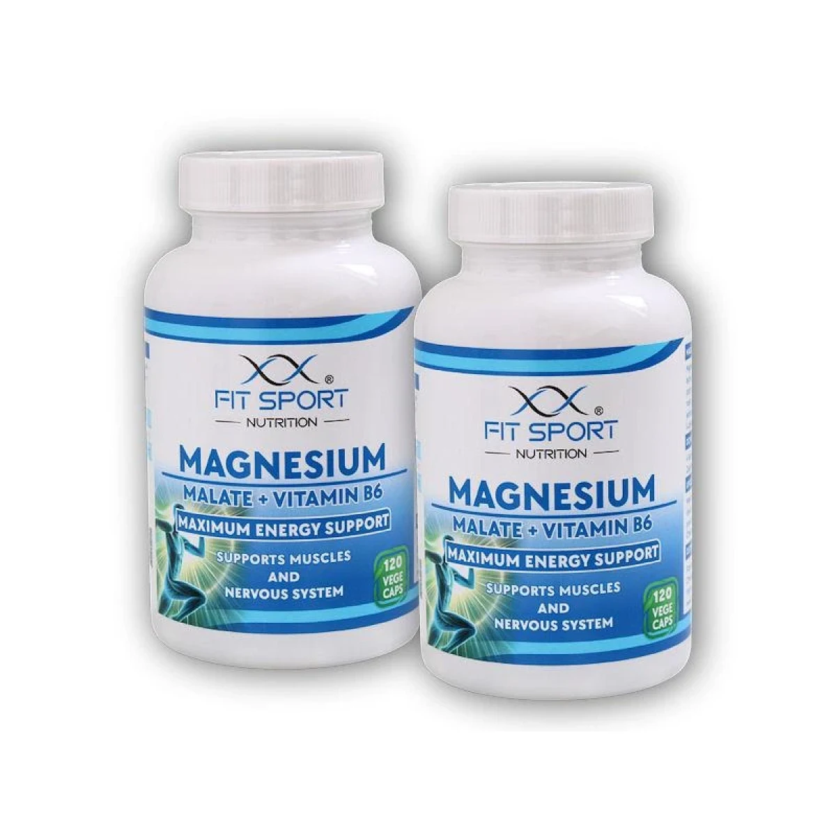 FitSport Nutrition 2x Magnesium Malate + Vitamin B6 120 vege caps - Energy Magnesium - Hořčík Malát · záber 1