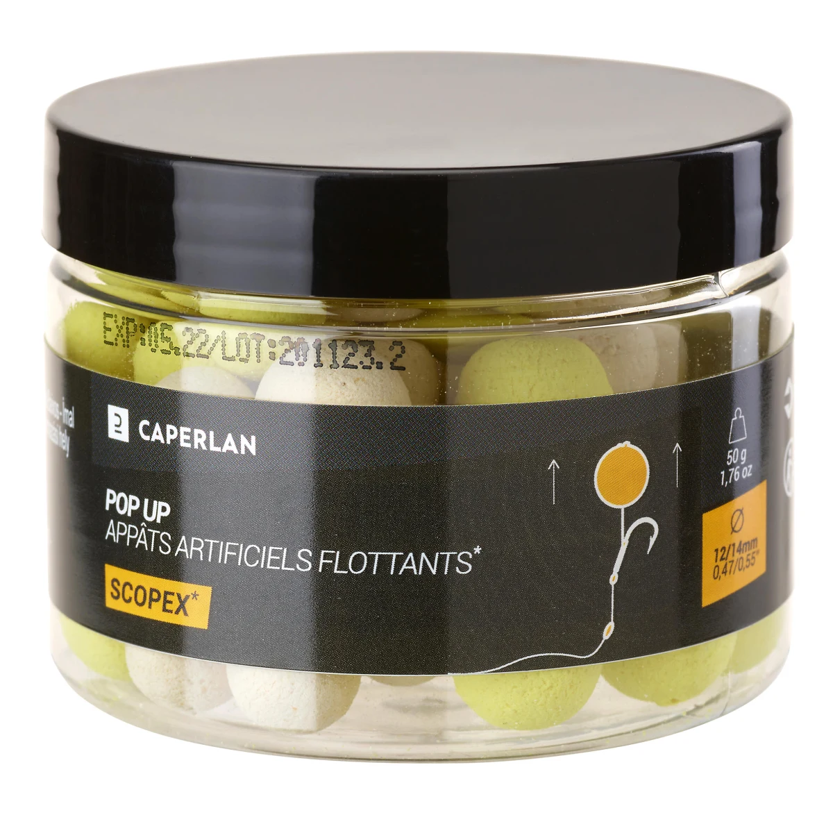 CAPERLAN Plávajúce boilies na lov kapra Pop-ups 12-14 mm Scopex bez · záber 2