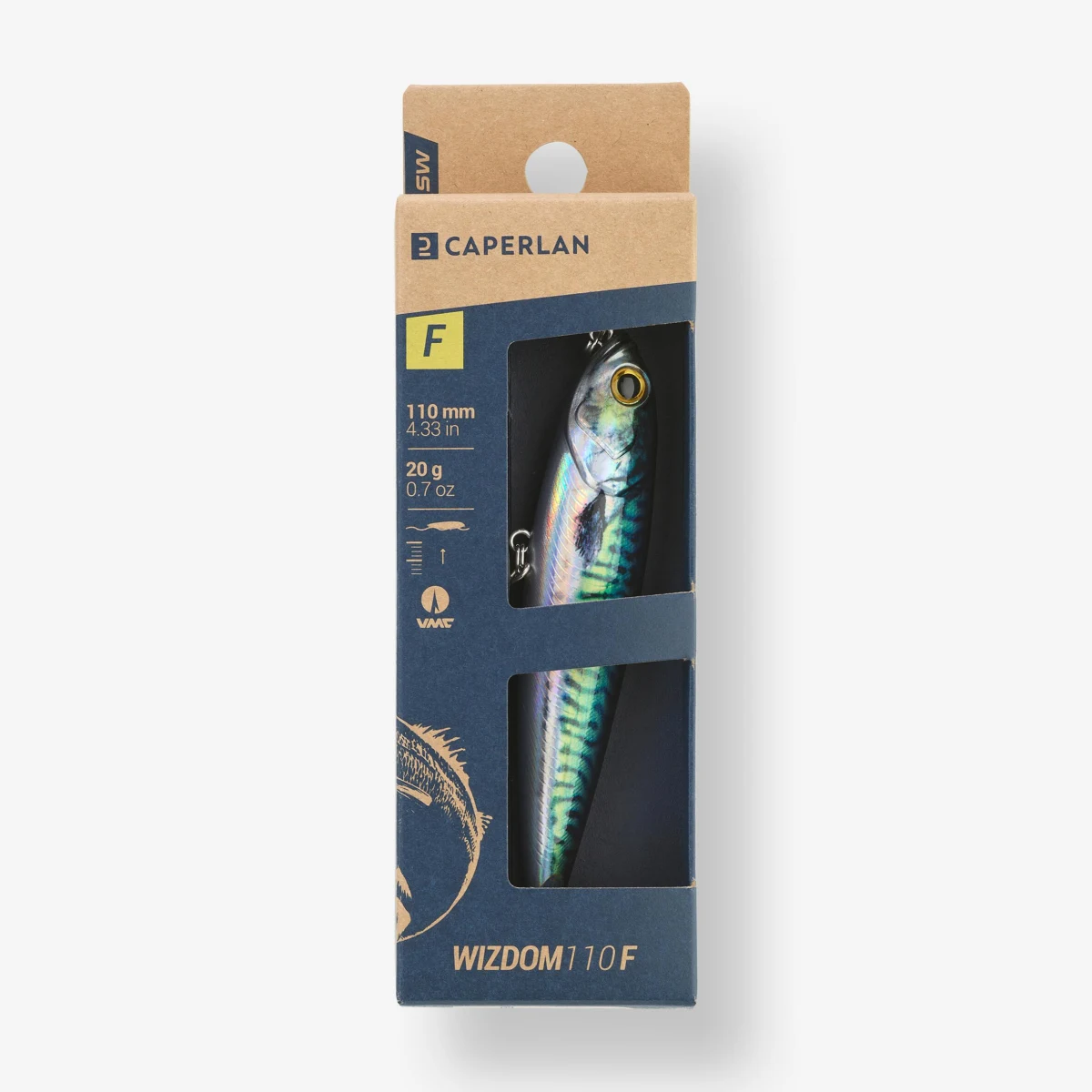 CAPERLAN Wobler stickbait pencil Wizdom 110F Zelená makrela na morský rybolov bez · záber 2