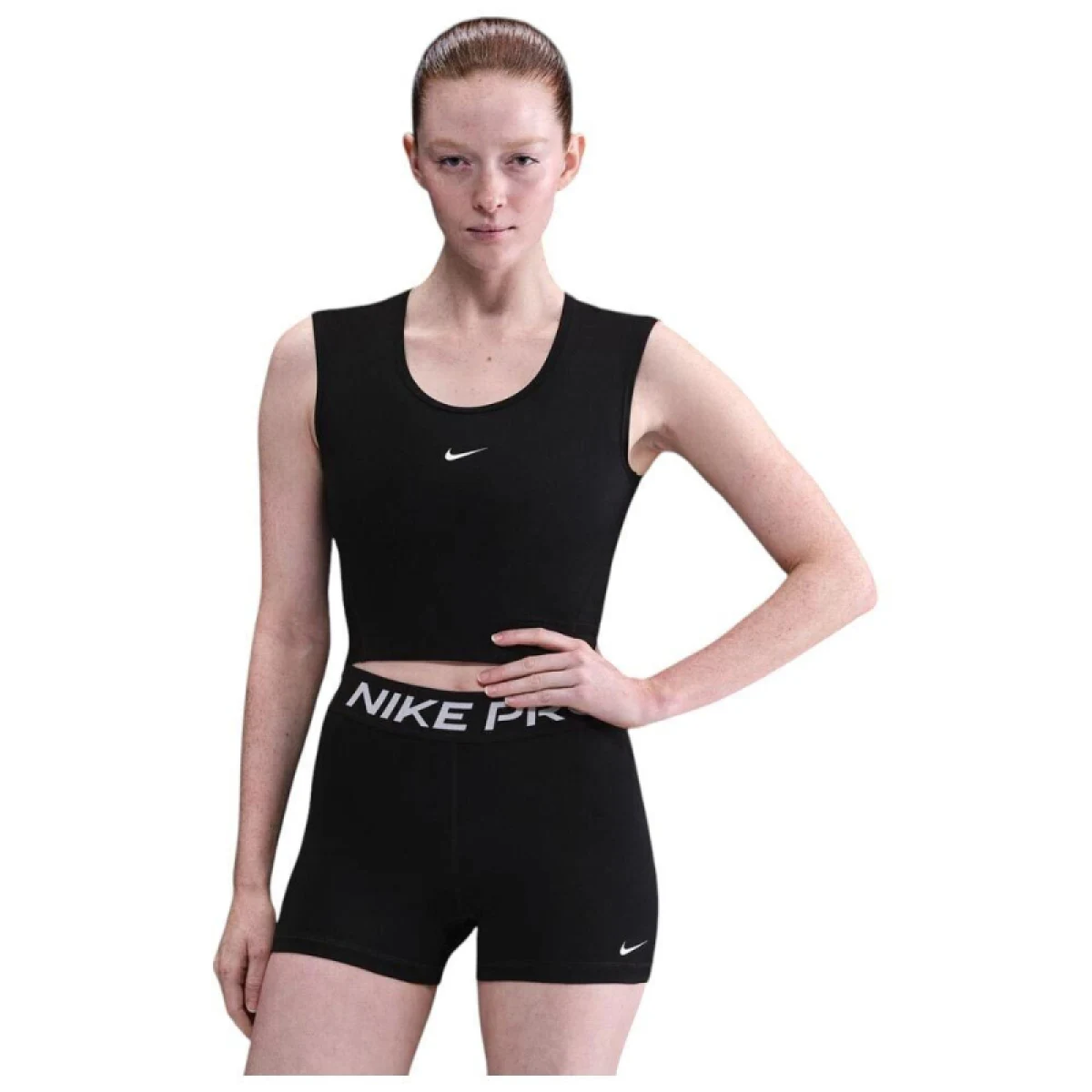 Dámske tréningové tričko bez rukávov NIKE PRO W NP TANK GG GRX BLACK WHITE · záber 3