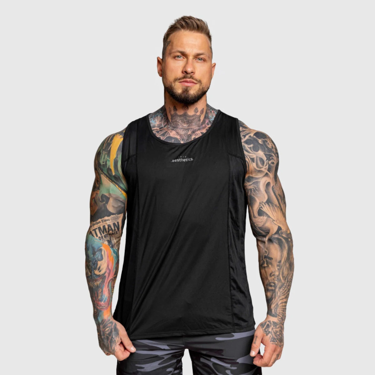 Pánske funkčné tielko Iron Aesthetics Camo Mesh, čierne · záber 4