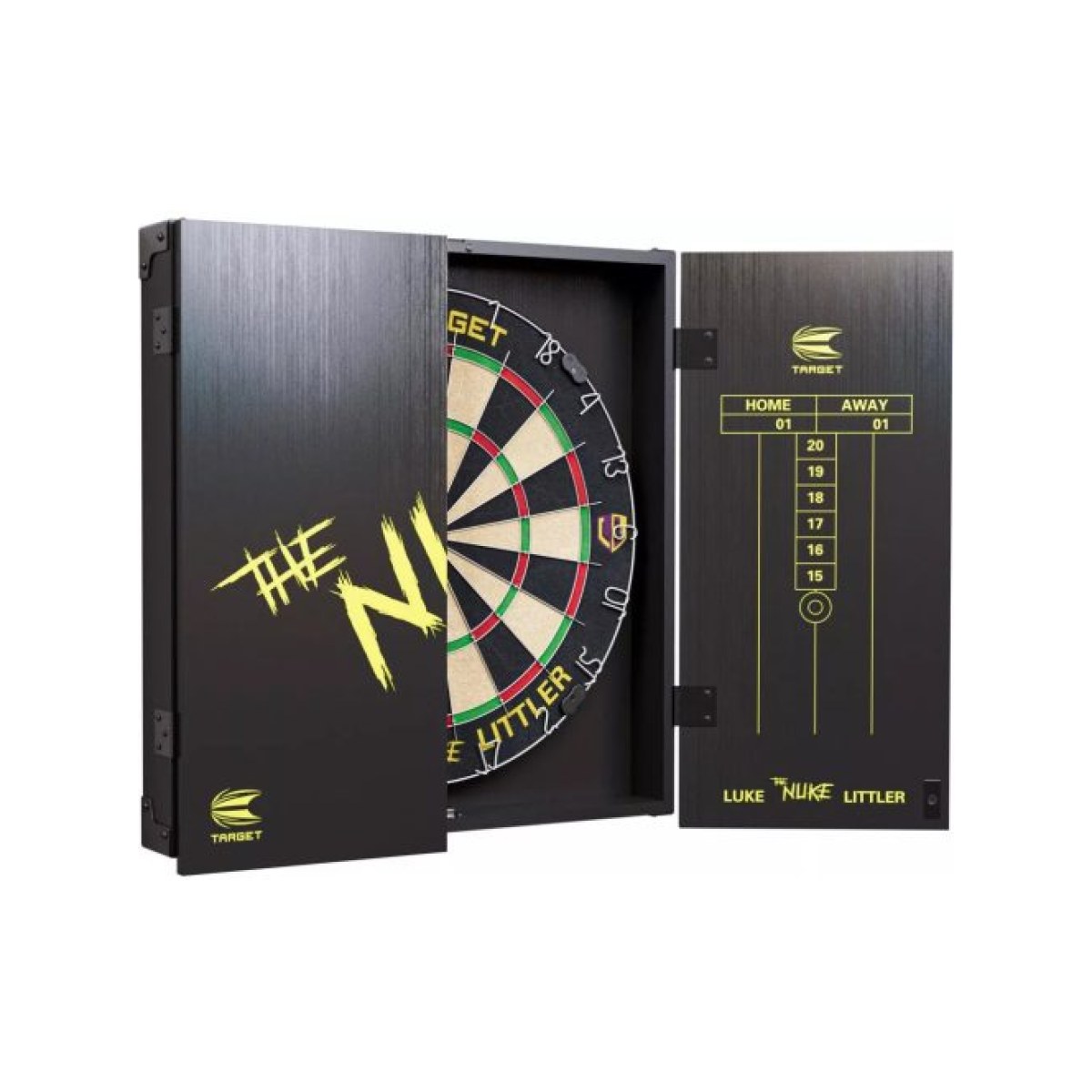 Komplett dart csomag Target Luke 'The Nuke' Littler darts tábla és kabinet 2 szett nyíllal · záber 2