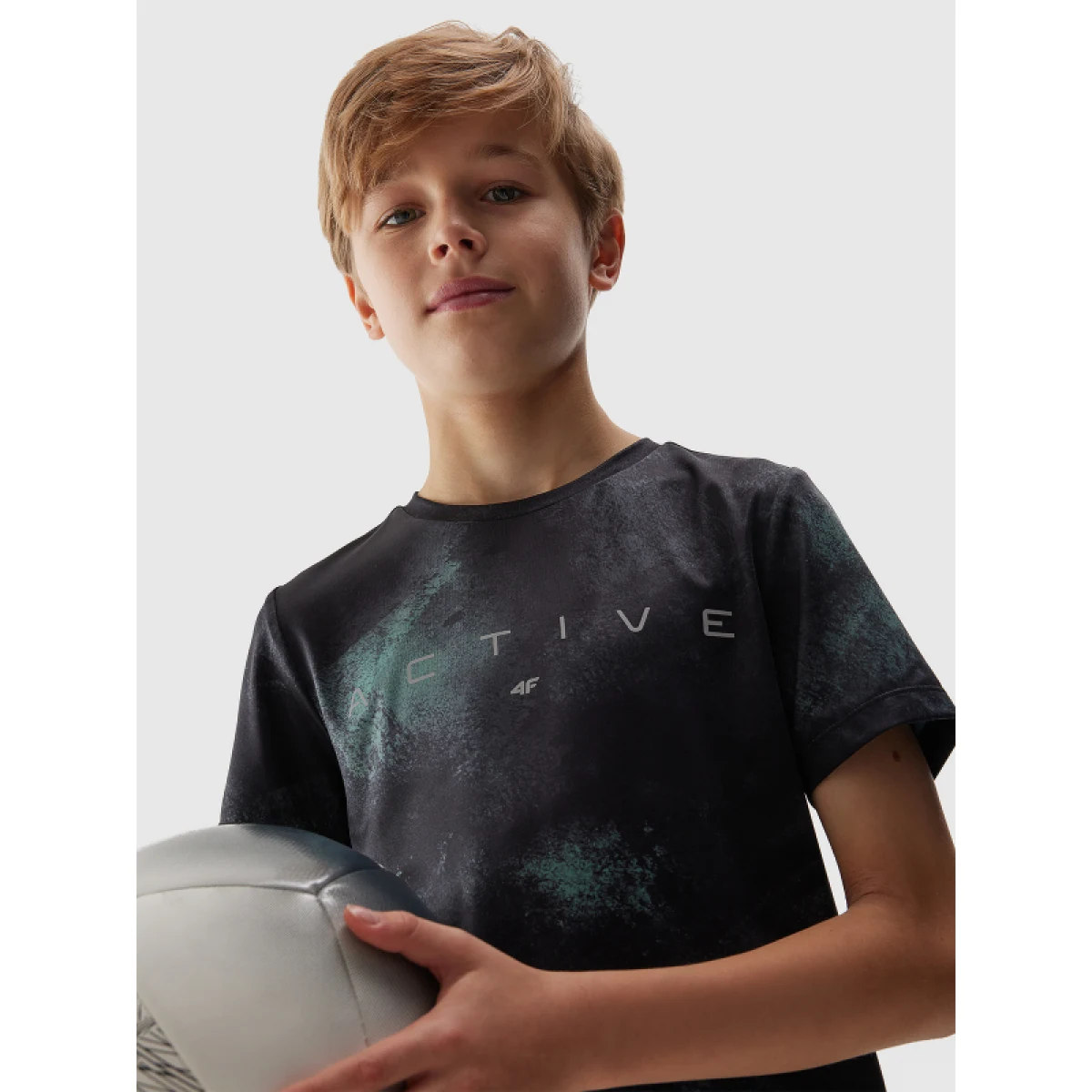 Chlapecké tréninkové tričko s krátkým rukávem 4F JUNIOR TSHIRT FNK-4FJWSS24TFTSM694-41A-GREEN ALLOVER · záber 5