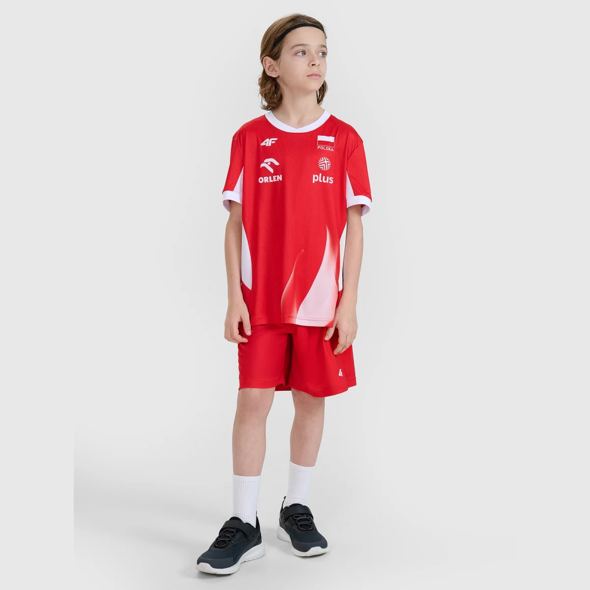 Dětské zápasové šortky replika 4F x Polska Siatkówka - červené · záber 1