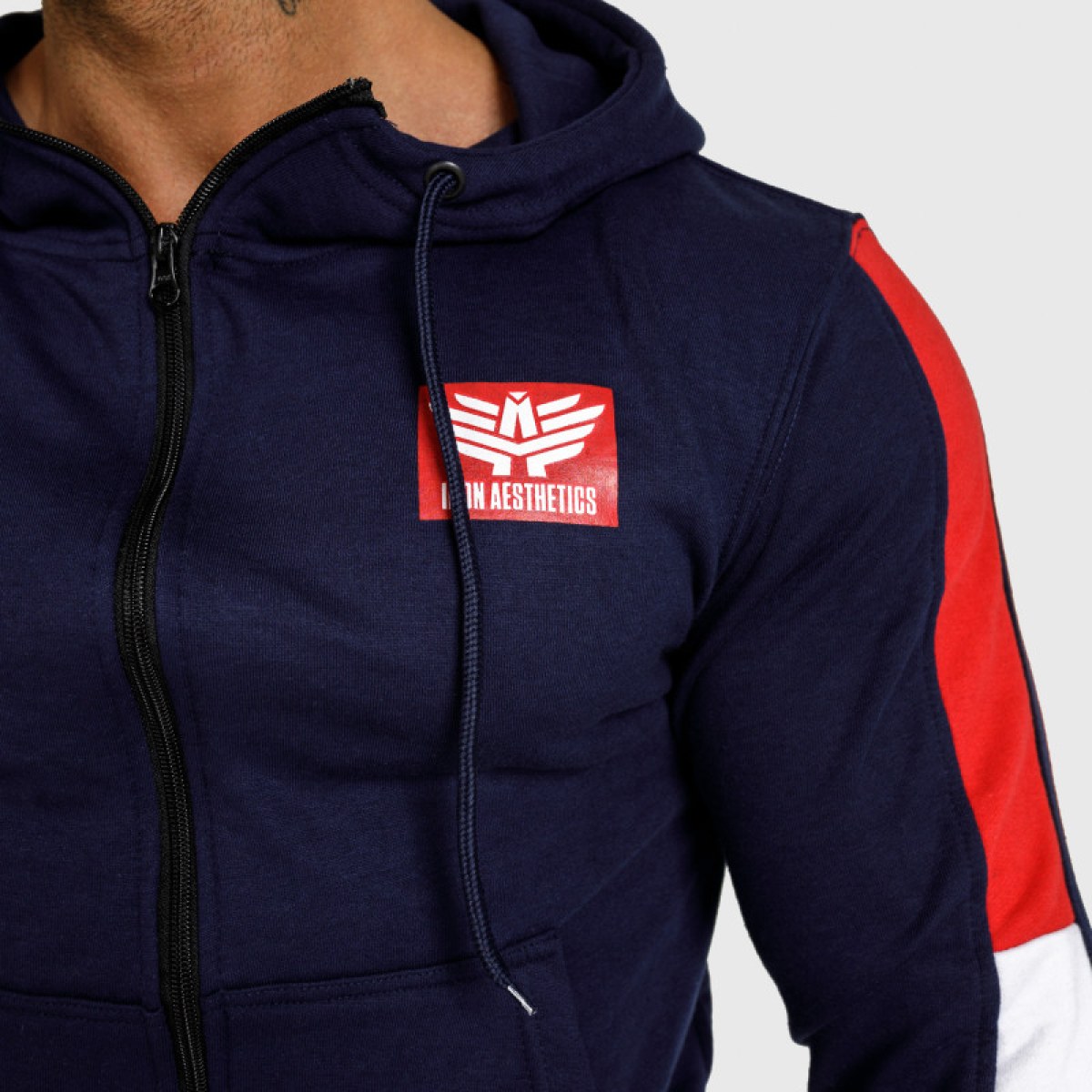 Mikina s kapucňou a zipsom Iron Aesthetics Tricolora, navy · záber 5