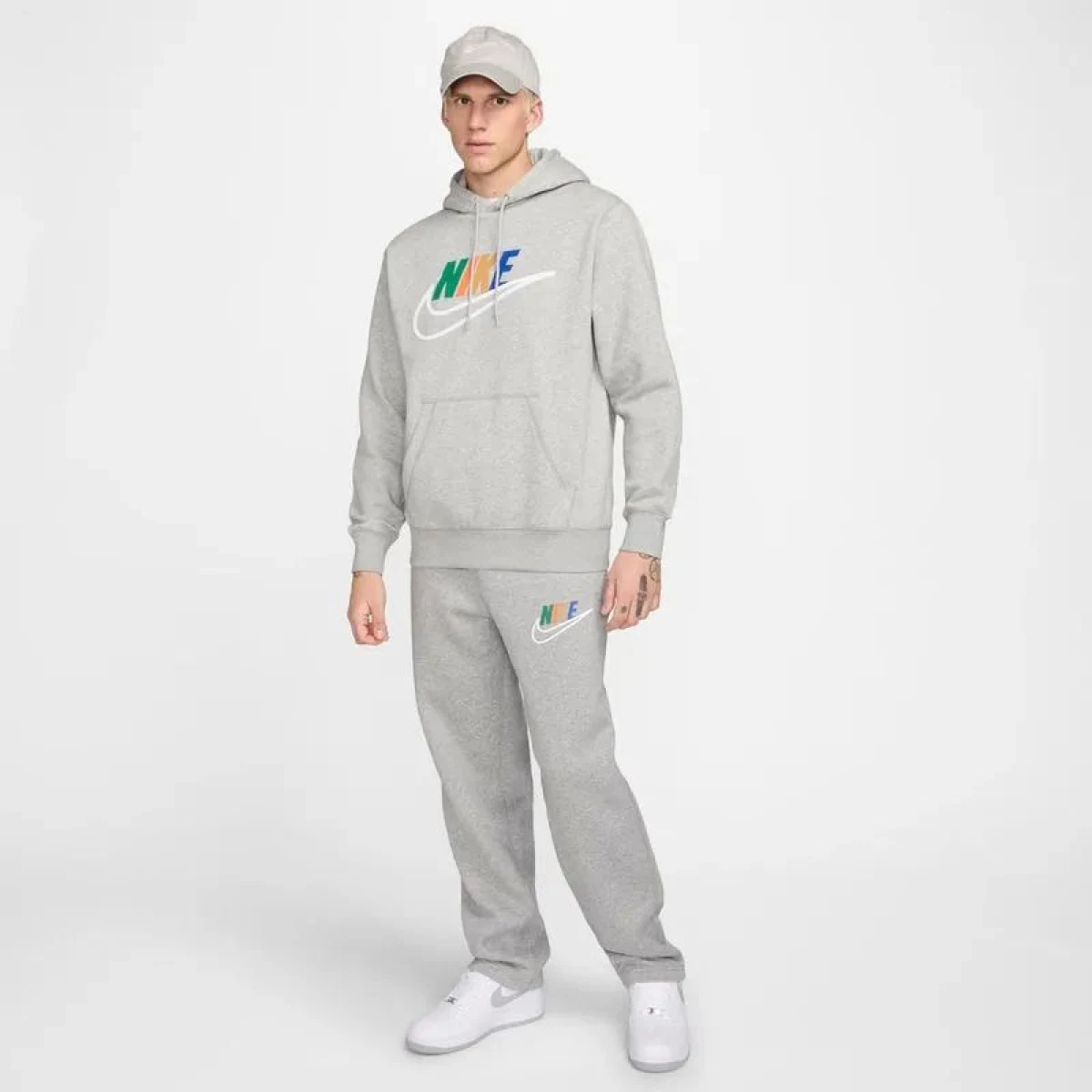 Pánská mikina s kapucí NIKE M NK CLUB BB HDY FUTURA BLOCK-063 DK GREY HEATHER SMOKE GRY · záber 4