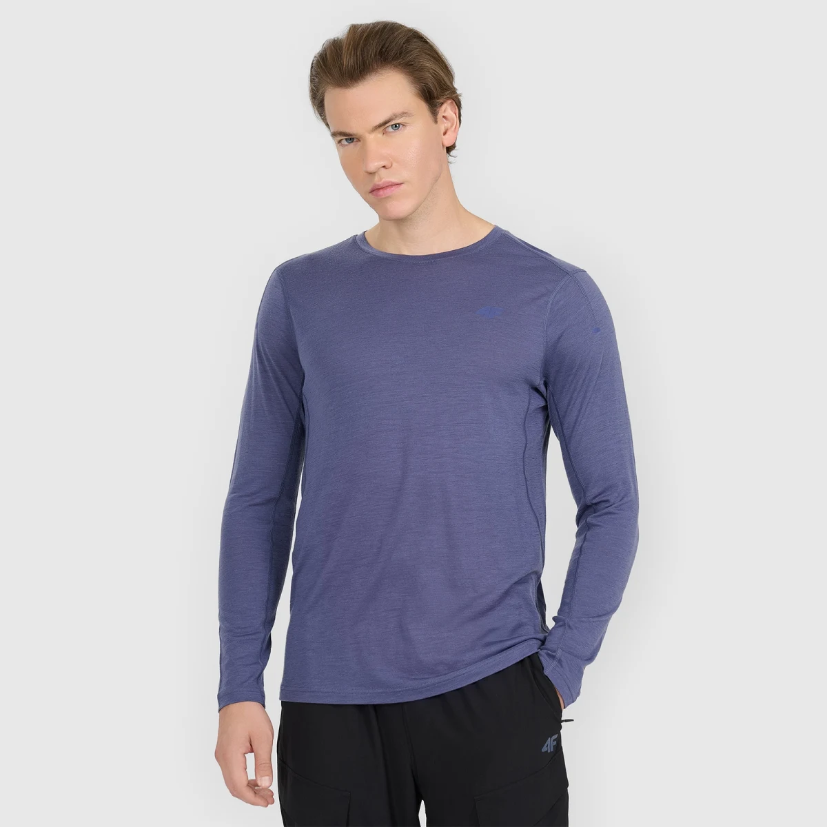 Pánský rychleschnoucí trekingový longsleeve s merino vlnou - tmavě modrý · záber 1