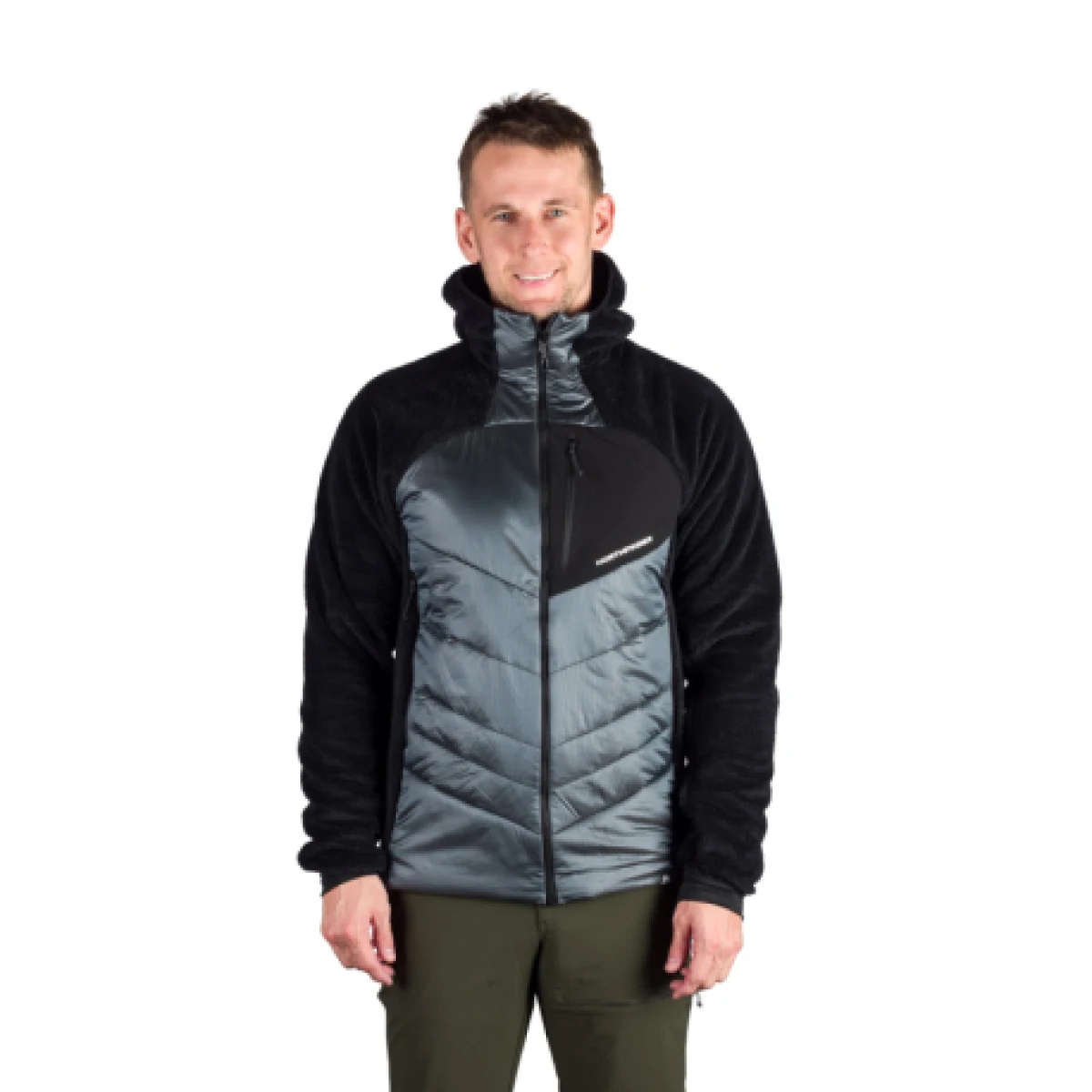 Pánská zateplená turistická mikina se zipem NORTHFINDER EMERYTH-811darkblueblack · záber 1
