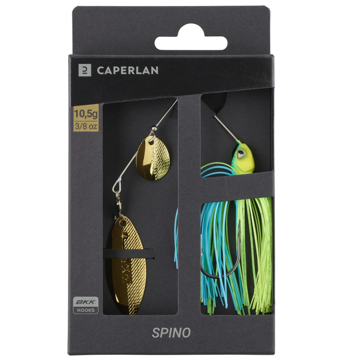 CAPERLAN Nástraha spinnerbait Spino 10,5 g modrá/žltozelená bez · záber 2
