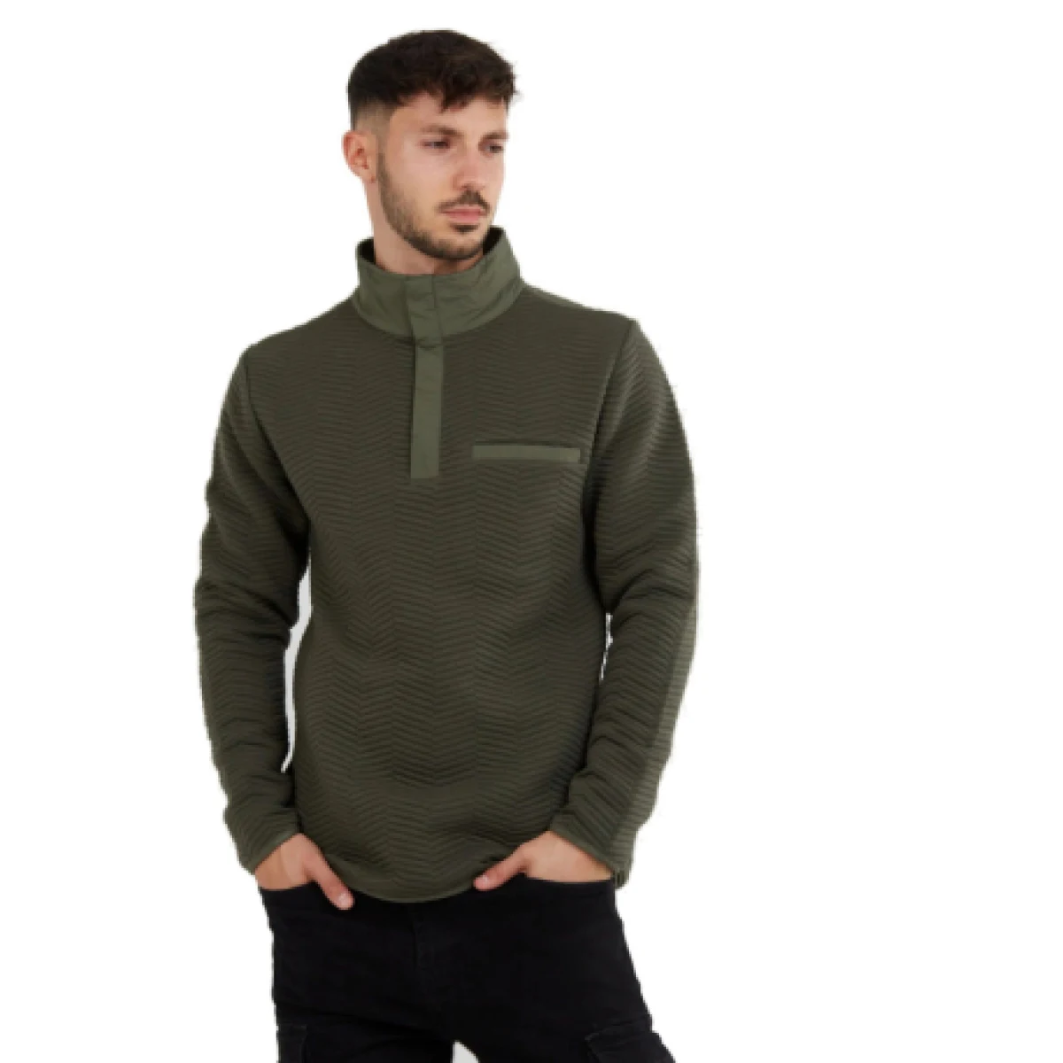 Pánská mikina FUNDANGO Vertigo Sweatshirt-590-oliv · záber 1