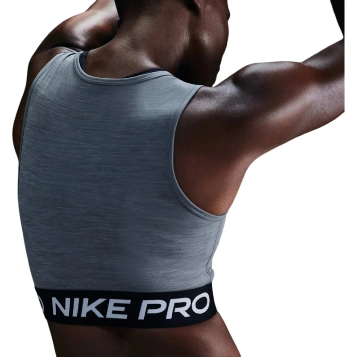 Dámske tréningové tričko bez rukávov NIKE PRO DF CROP TANK SMOKE GREY HTR WHITE · záber 3