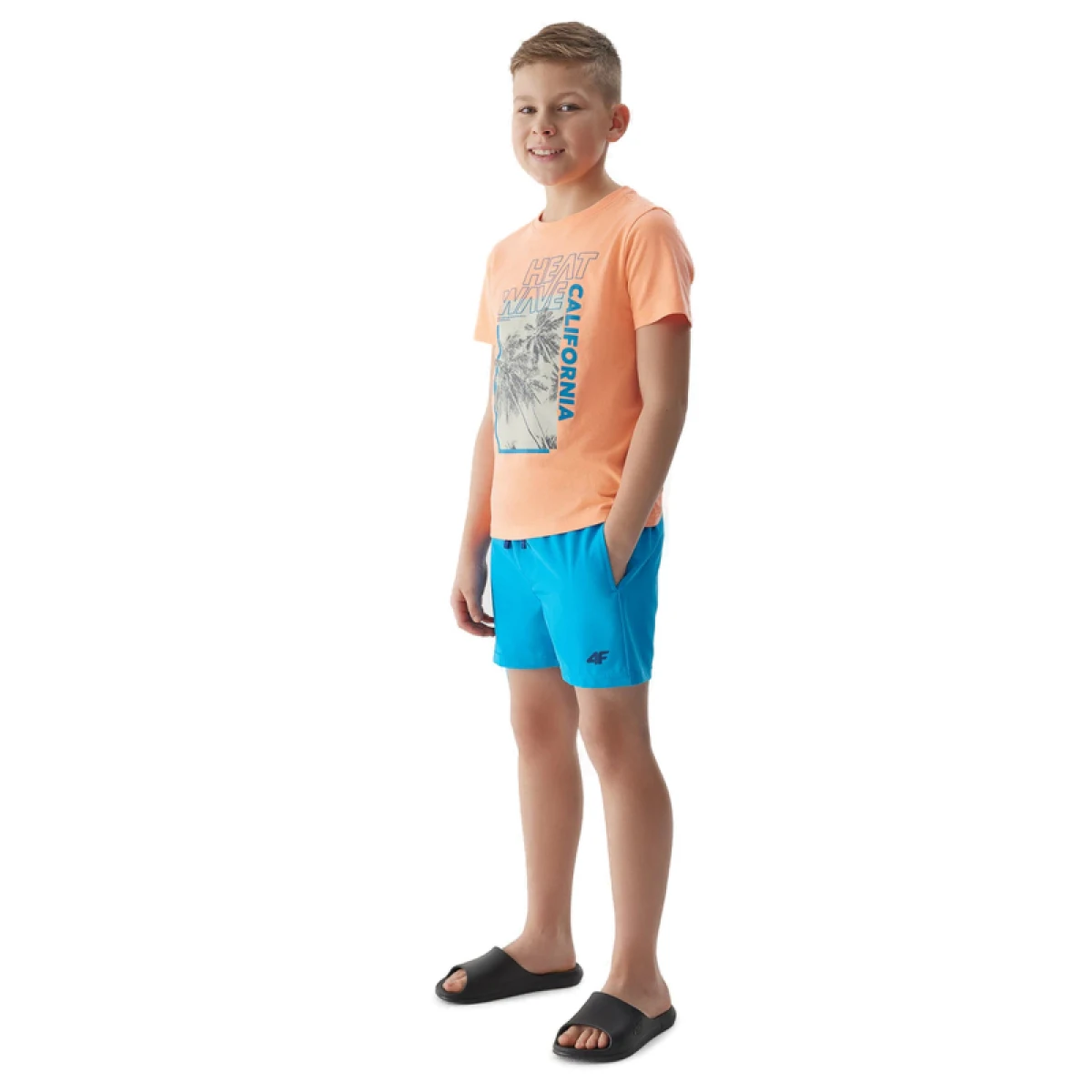Chlapčenské tričko s krátkym rukávom 4F JUNIOR TSHIRT-JWSS24TTSHM1137-70N-ORANGE NEON · záber 3