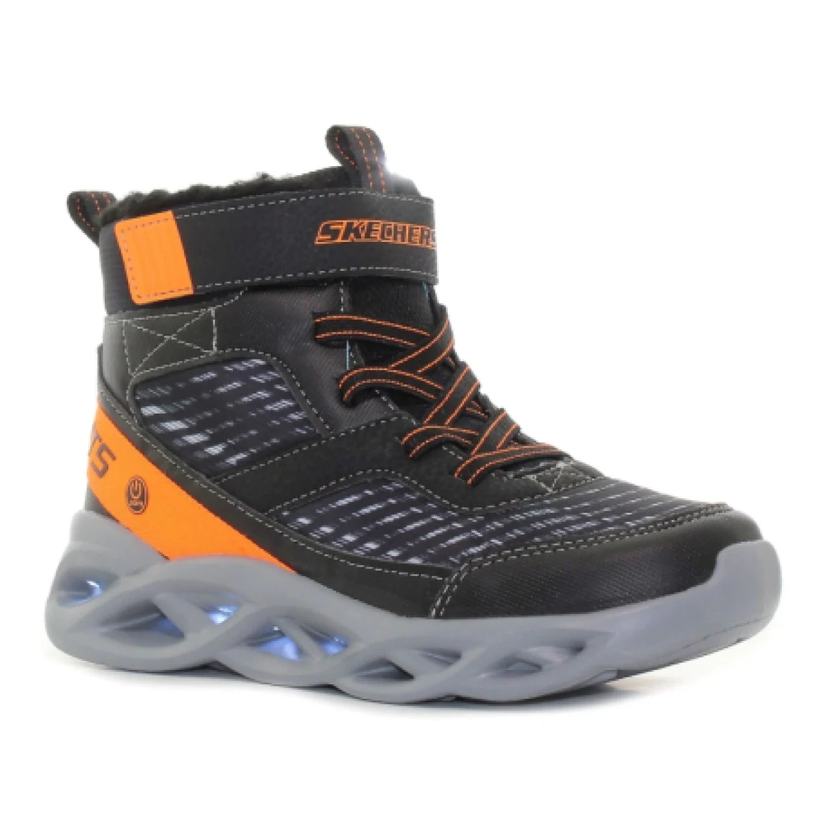 Chlapčenské vysoké zimné topánky SKECHERS Twisted Brights black orange · záber 1