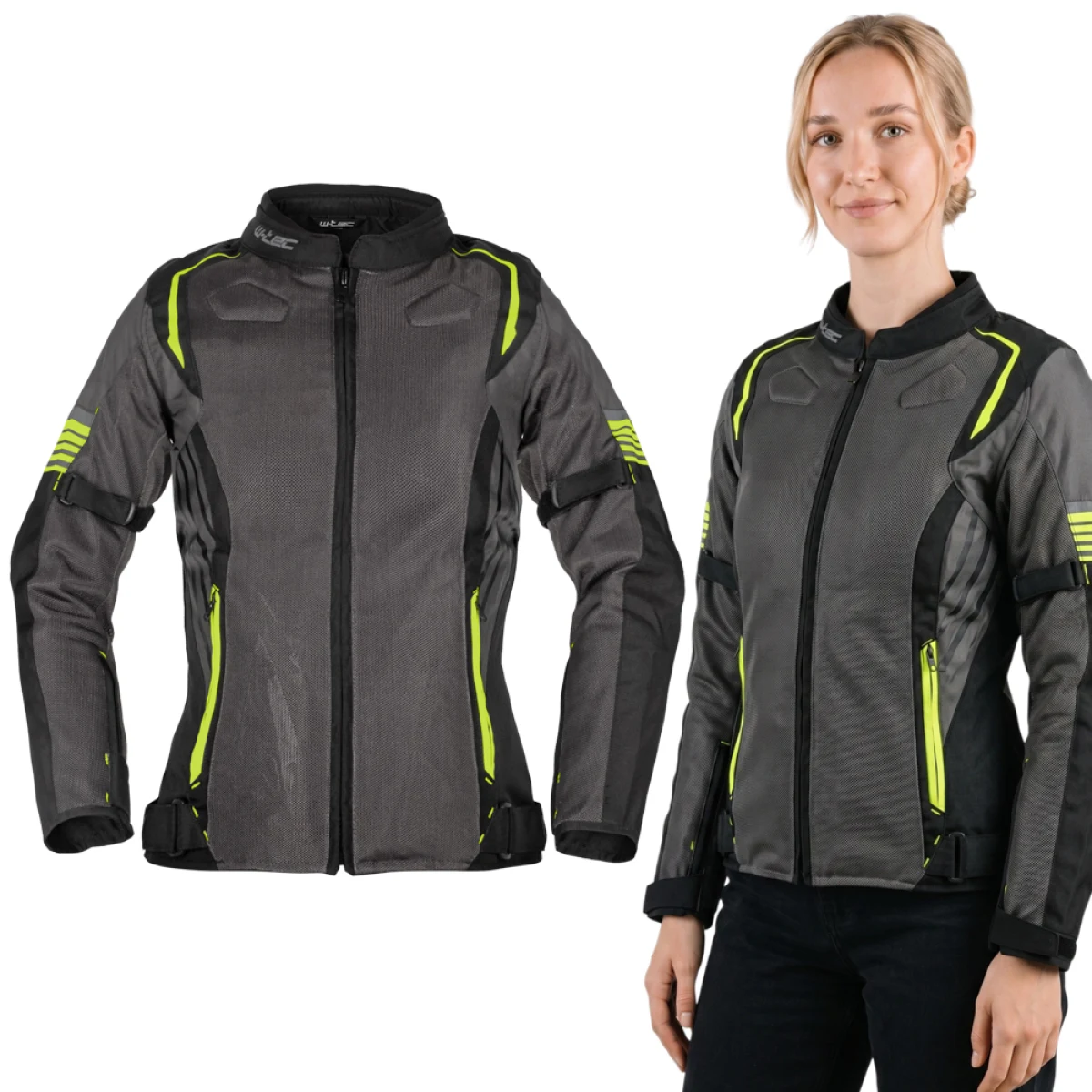 Dámska letná moto bunda W-TEC Jelsa Farba šedá-fluo, · záber 1