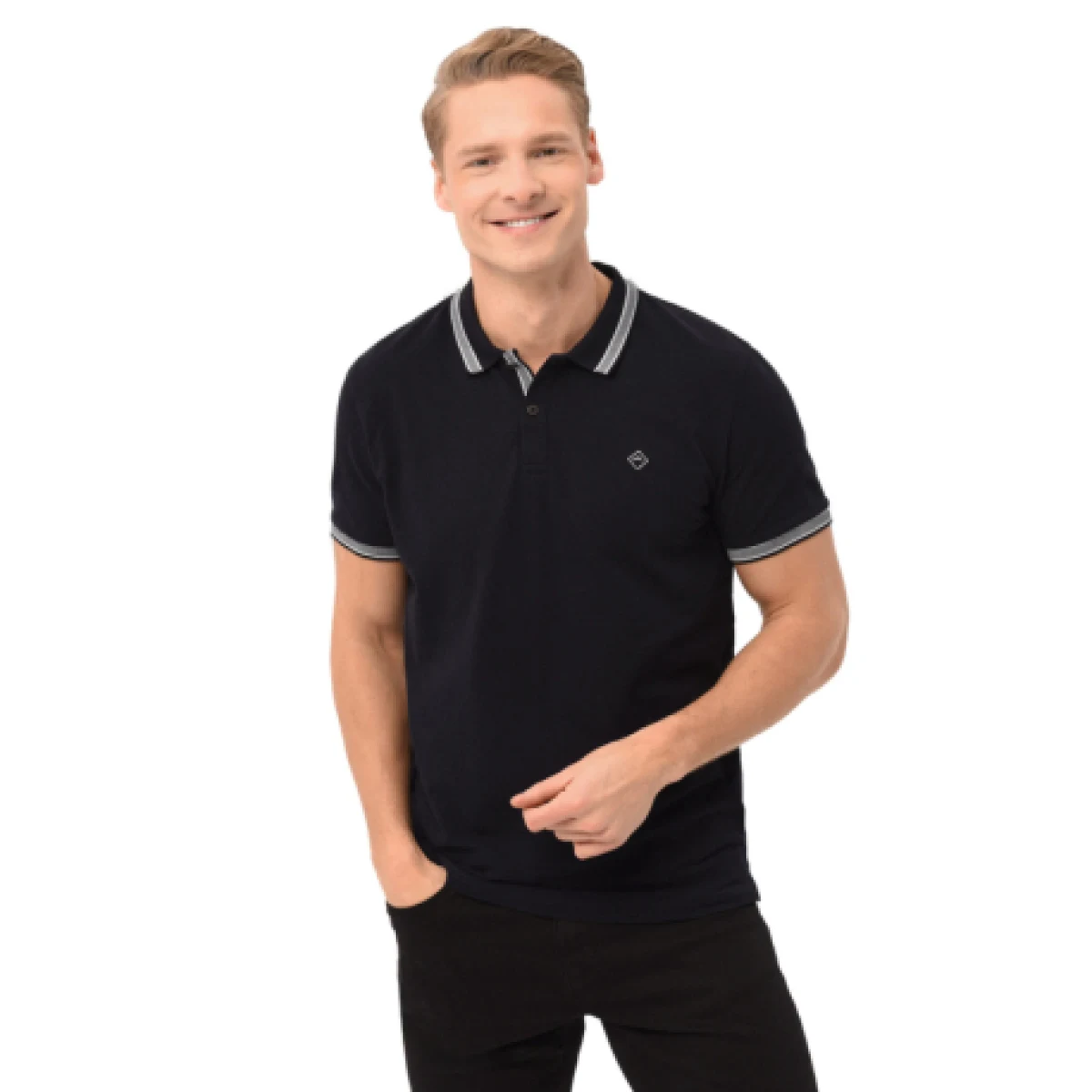 Pánské polo tričko s krátkým rukávem VOLCANO HARPER-600-NAVY · záber 1