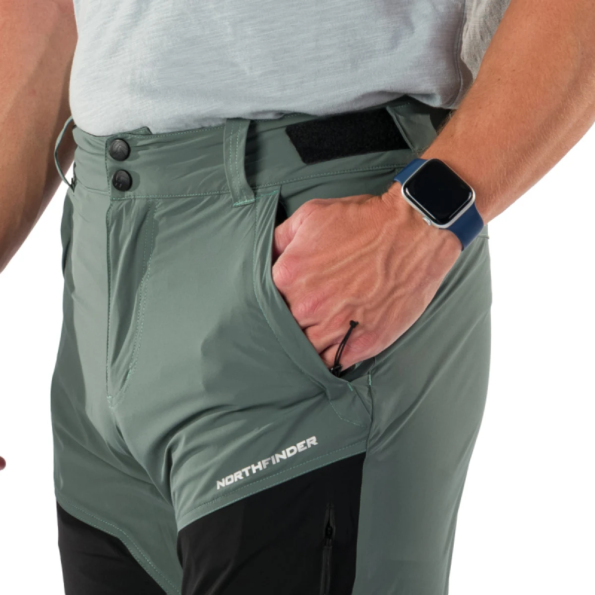 Pánske turistické nohavice NORTHFINDER SILVESTRE-680greengreyblack · záber 5
