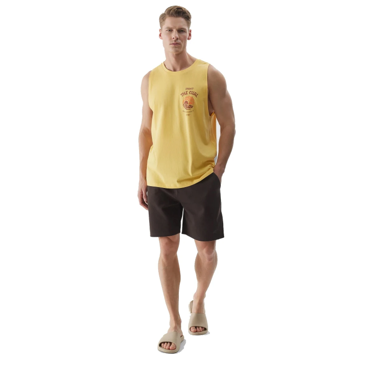Pánske tielko 4F TSHIRT-WSS24TTSHM1319-71S-YELLOW · záber 3