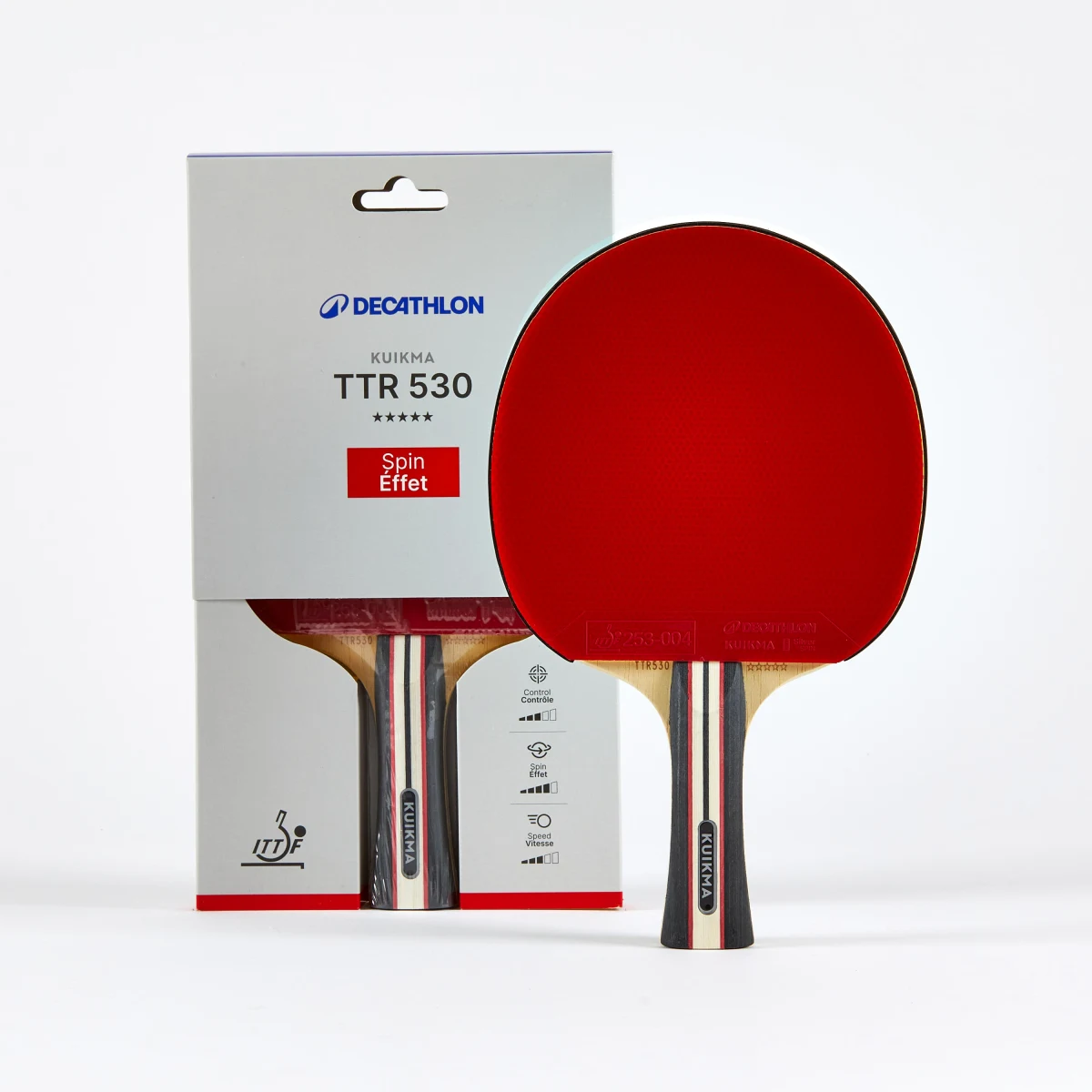 KUIKMA Stolnotenisová raketa TTR 530 Spin 5* ITTF pre kluby Shakehand · záber 1