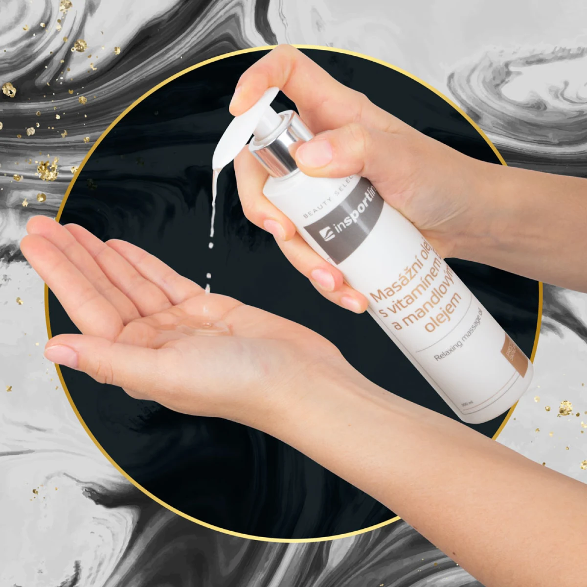 inSPORTline Masážny olej s vitamínom E a mandľovým olejom 200 ml · záber 4