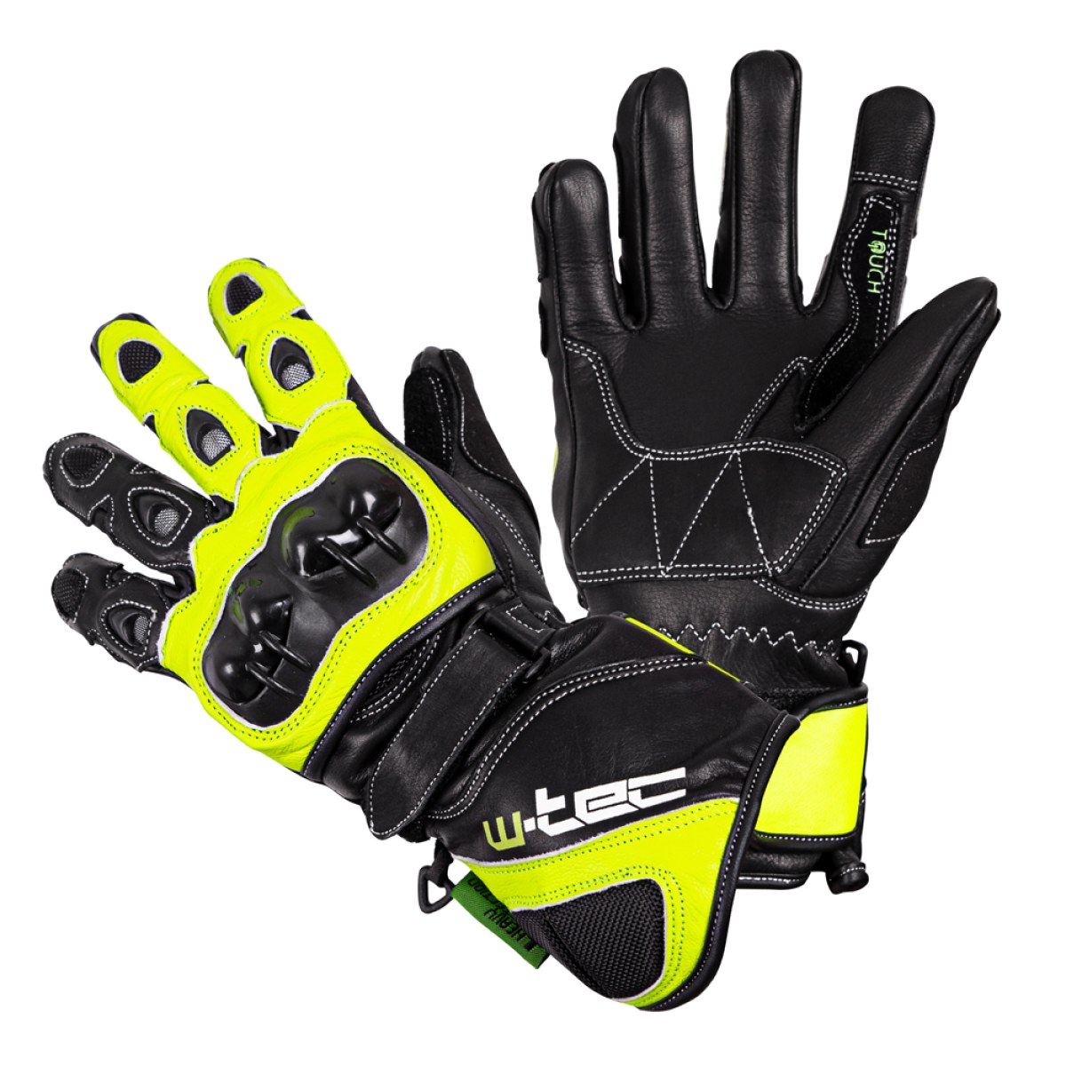 Motocyklové rukavice W-TEC Supreme EVO - Veľkosť: M | Farba: Zelená · záber 1